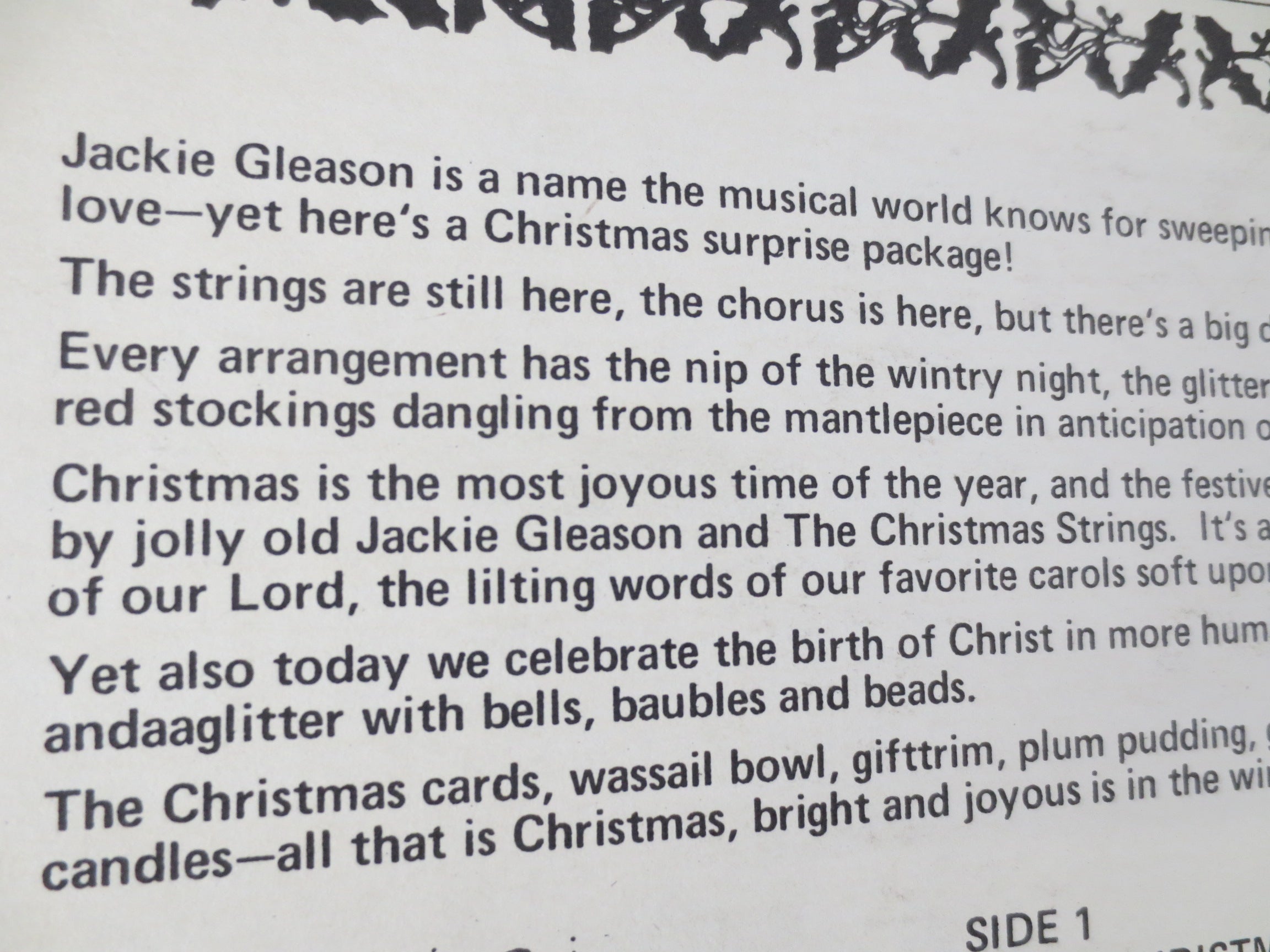JACKIE GLEASON, White Christmas, Vintage Album, 1963 Record, Vinyl Lp
