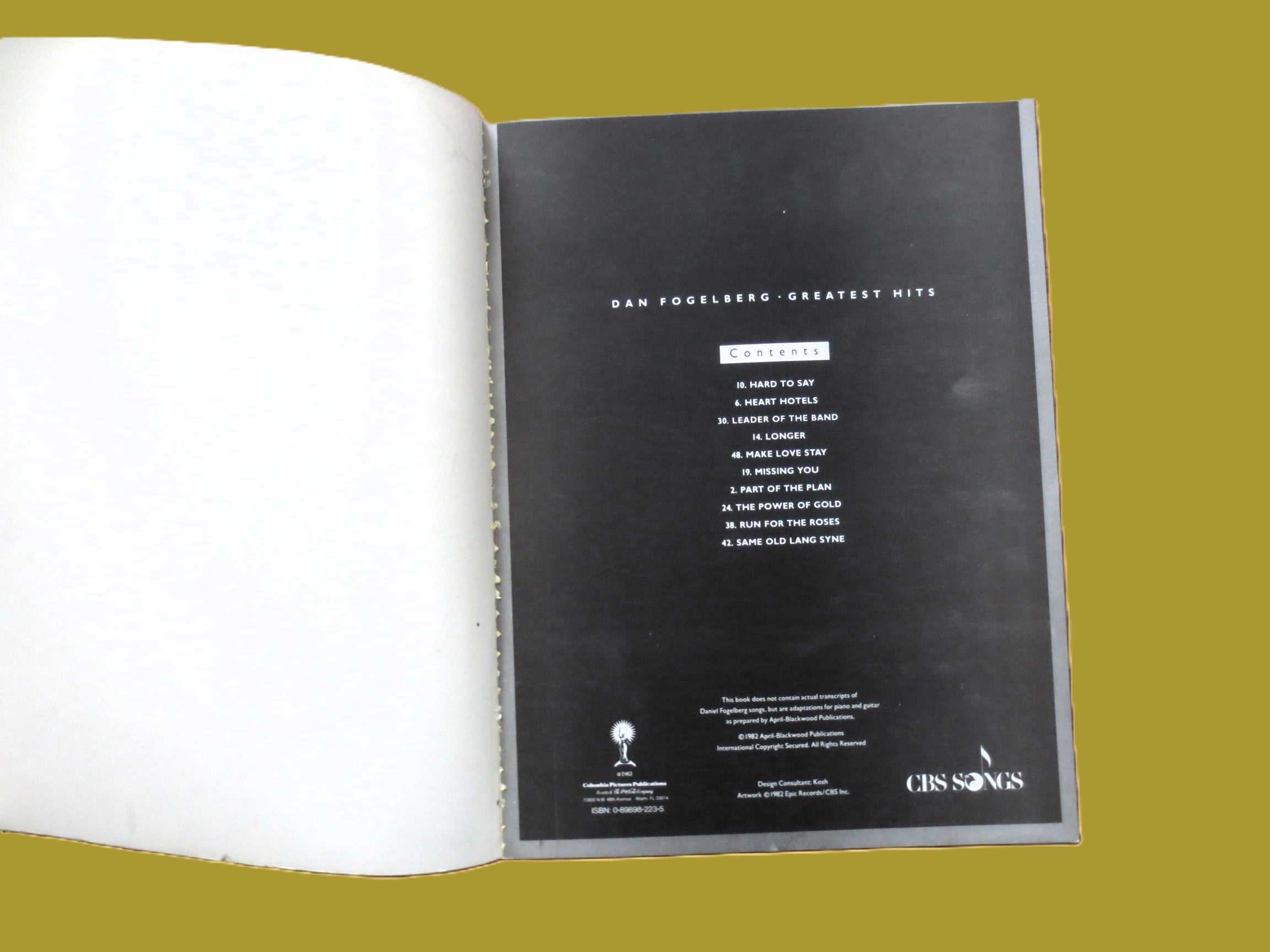 Dan Hill – Greatest Hits Sheet Music Songbook (1982)