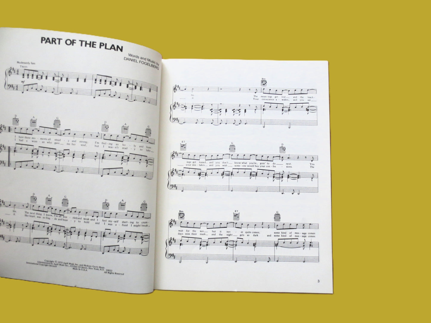 DAN HILL, Greatest Hits, Sheet Music Book, 1982 Songbook