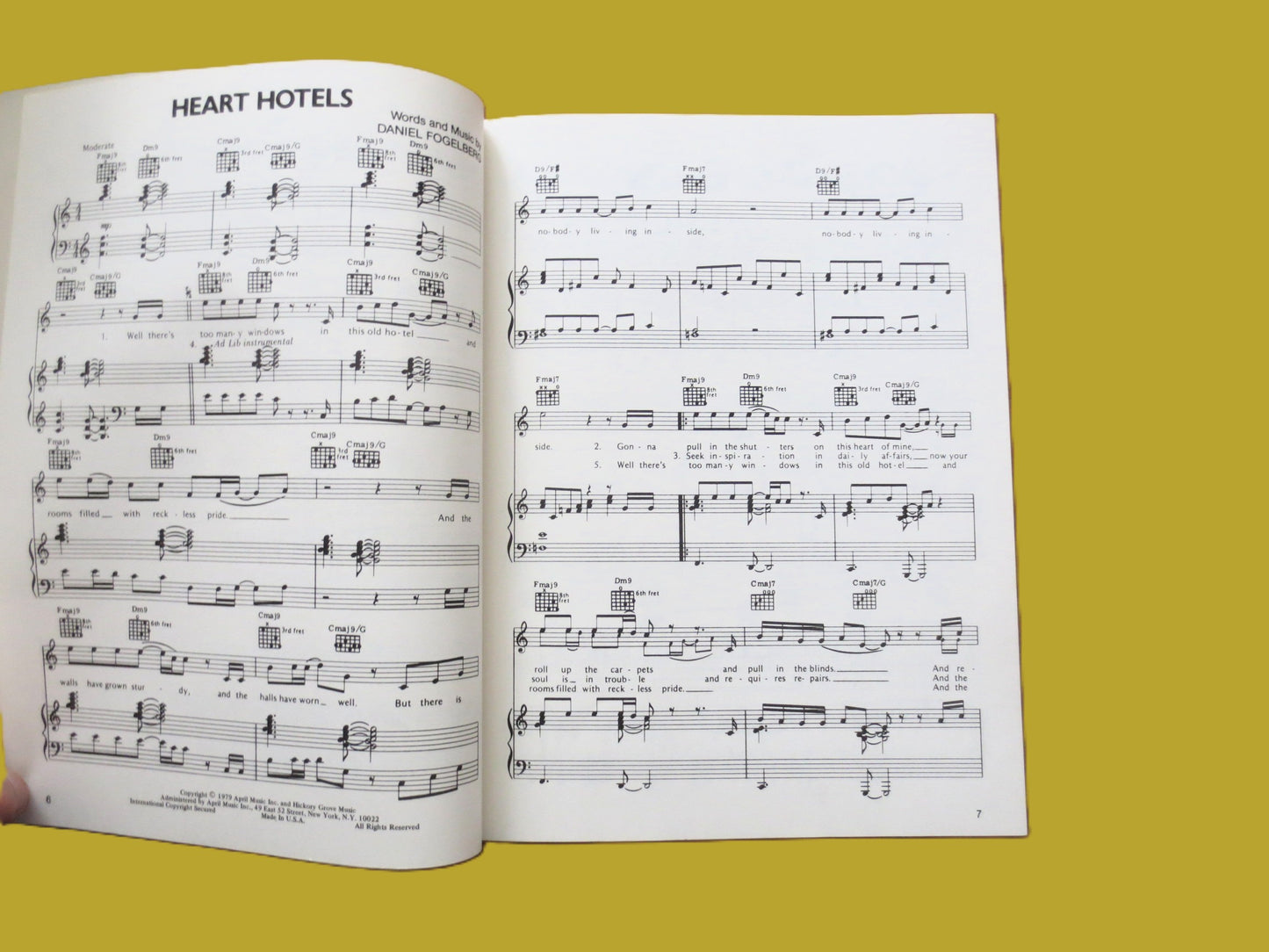 DAN HILL, Greatest Hits, Sheet Music Book, 1982 Songbook
