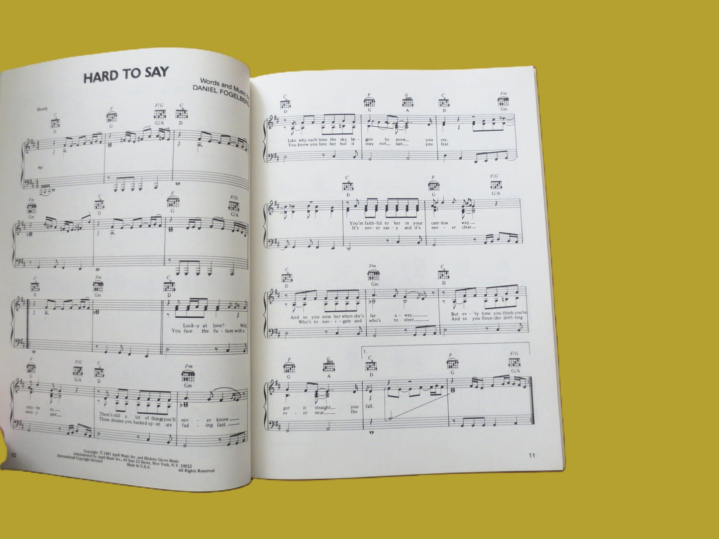 DAN HILL, Greatest Hits, Sheet Music Book, 1982 Songbook