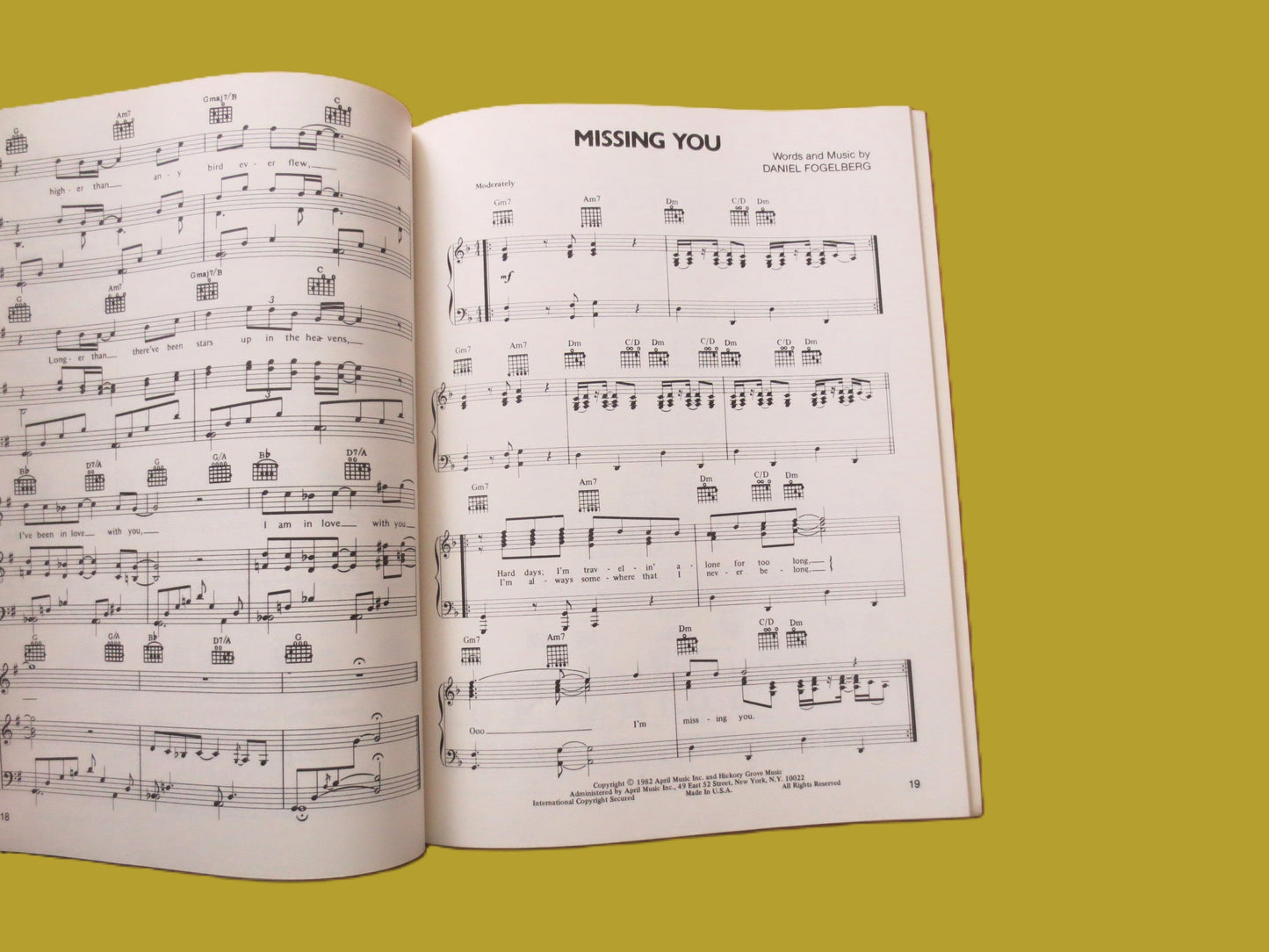 DAN HILL, Greatest Hits, Sheet Music Book, 1982 Songbook