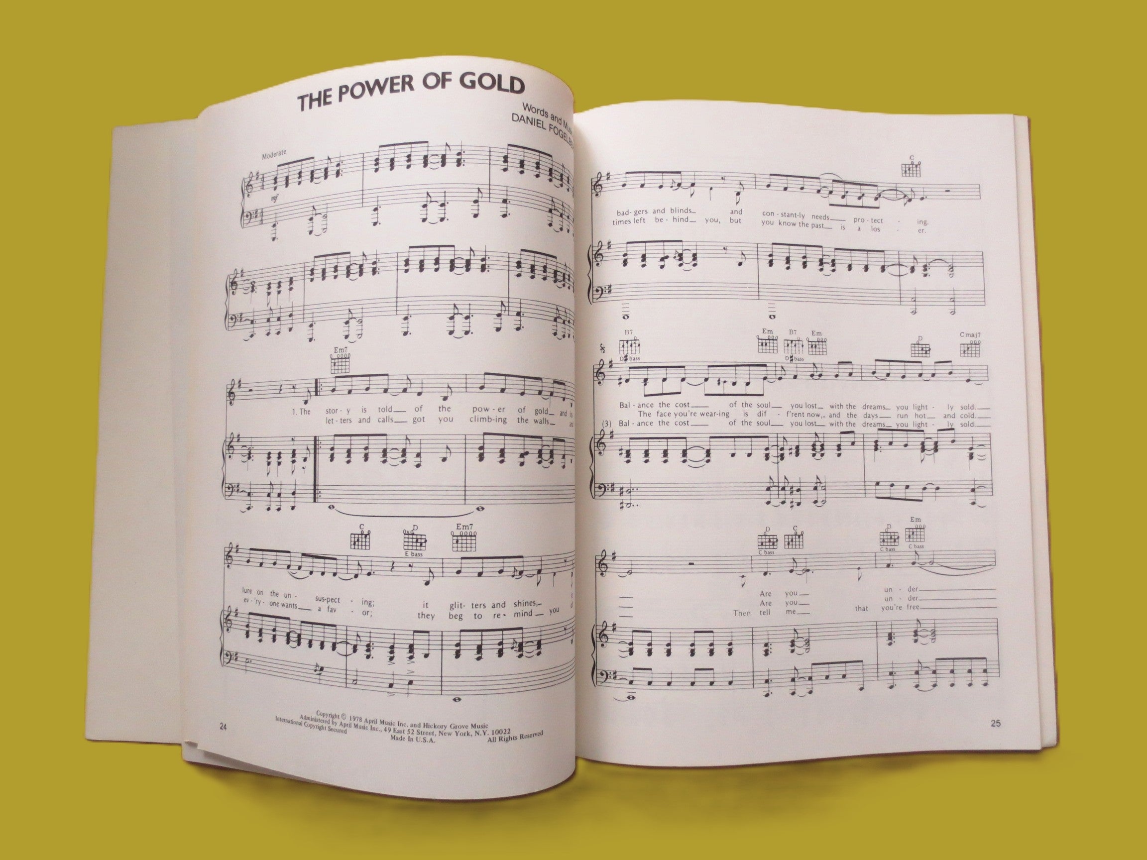 Dan Hill – Greatest Hits Sheet Music Songbook (1982)