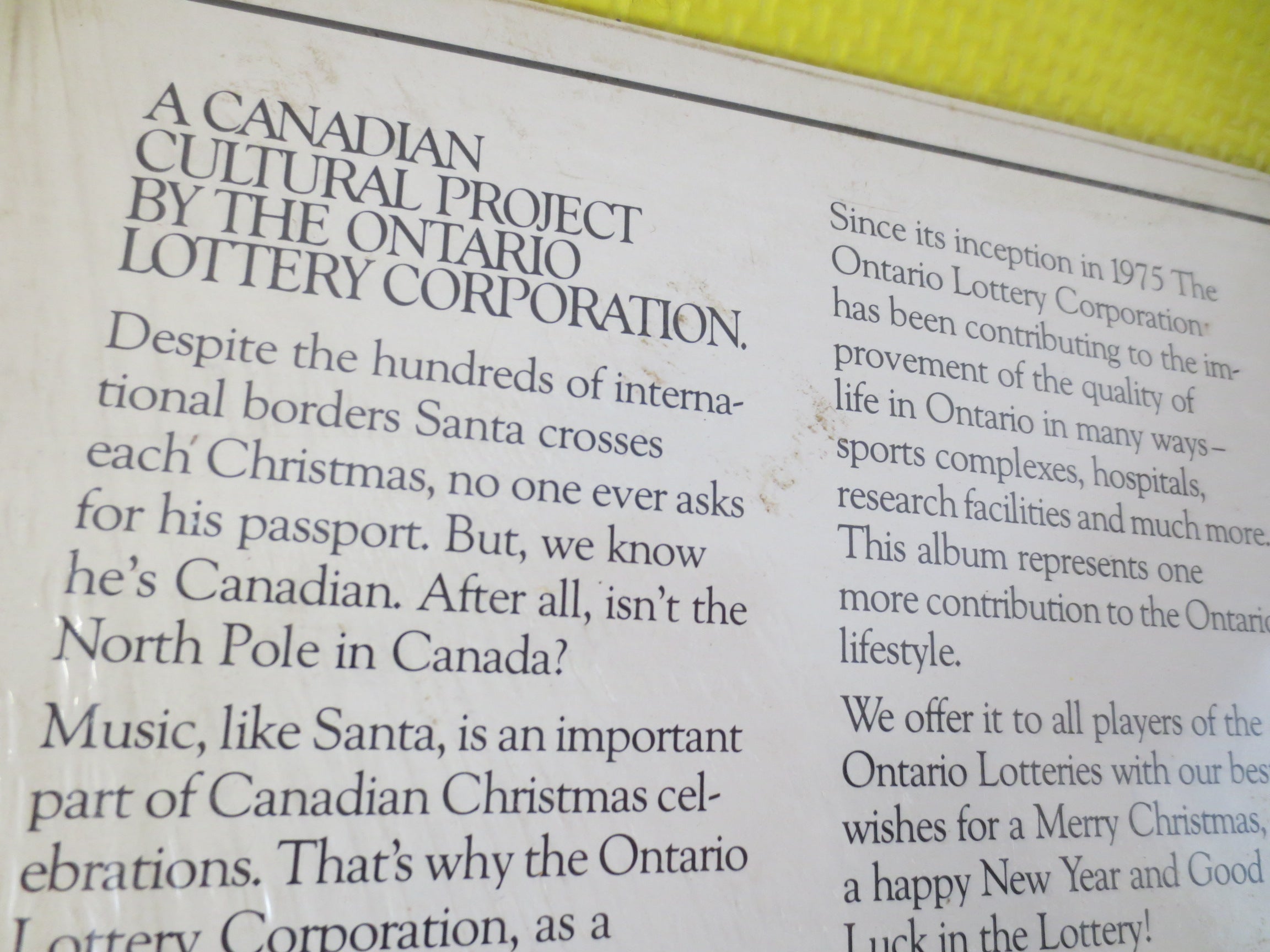 SANTA CLAUS, is Canadian, CHRISTMAS Album, 1981 Recording, Christmas Records