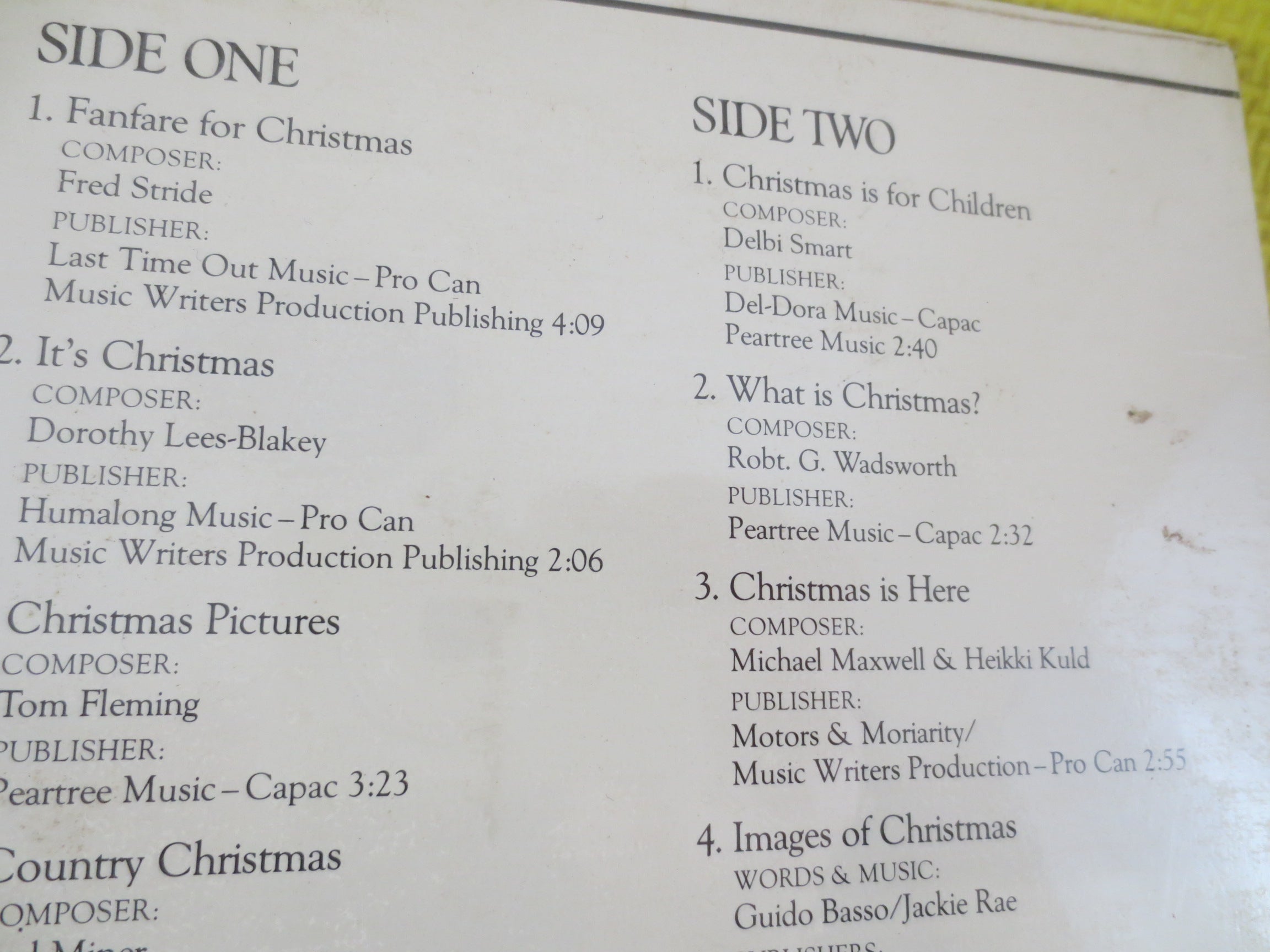 SANTA CLAUS, is Canadian, CHRISTMAS Album, 1981 Recording, Christmas Records