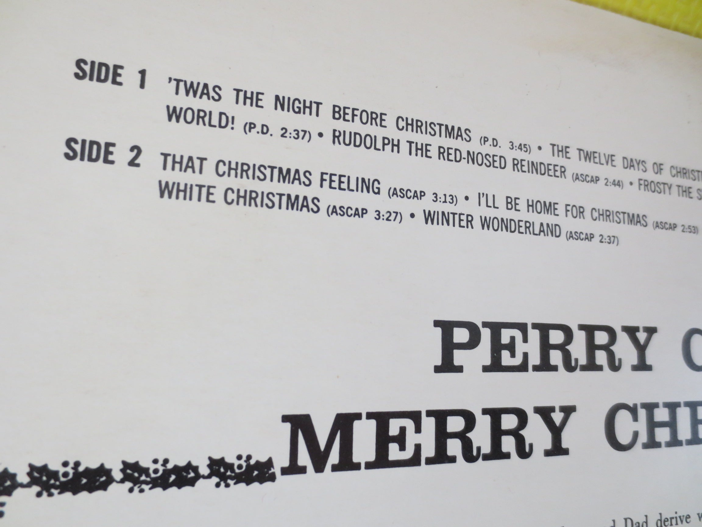 PERRY COMO, Christmas Album, 1978 Record, Vinyl Lp