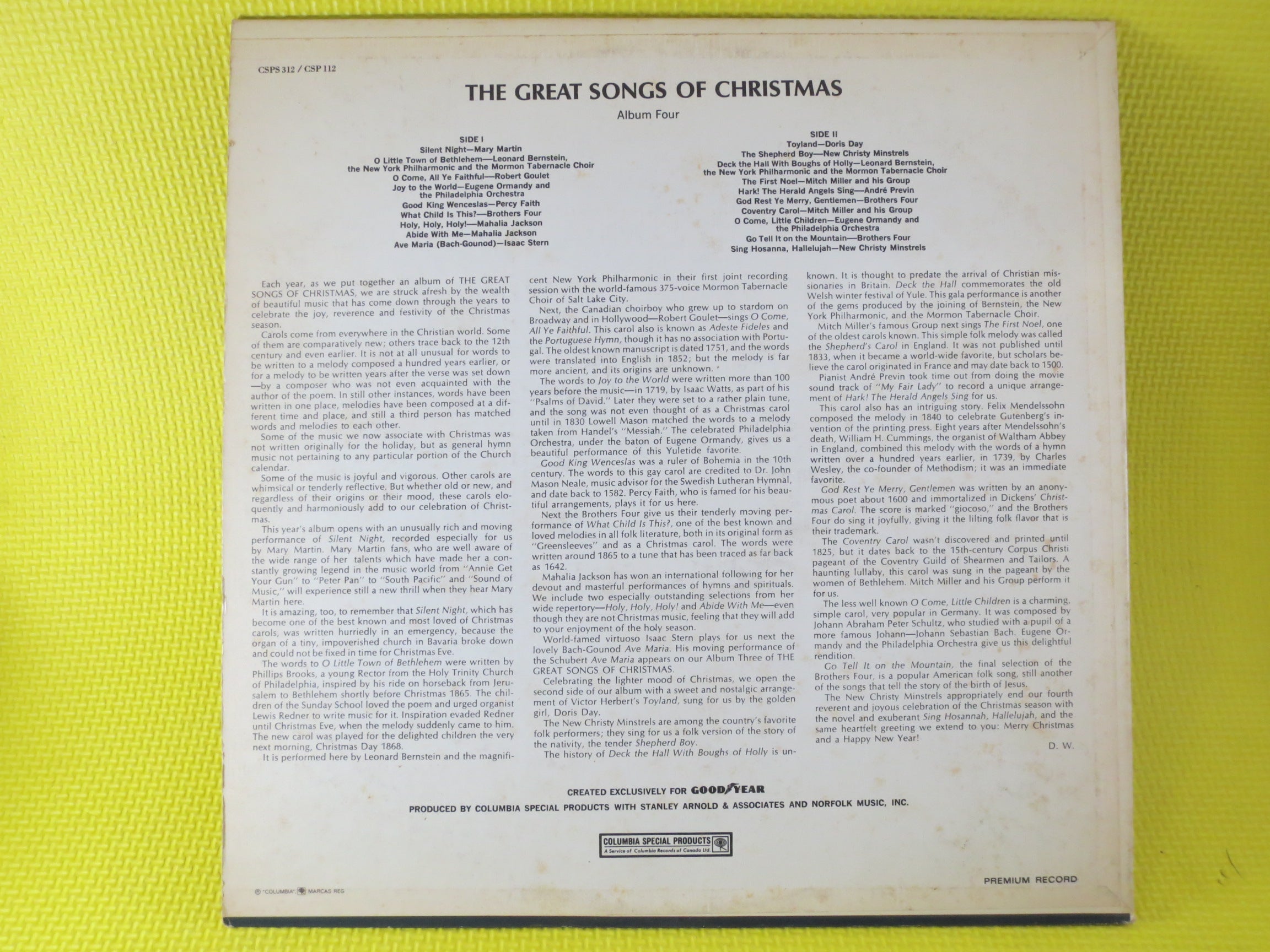 The Great Songs of Christmas – Album Four (1966) Vinyl LP