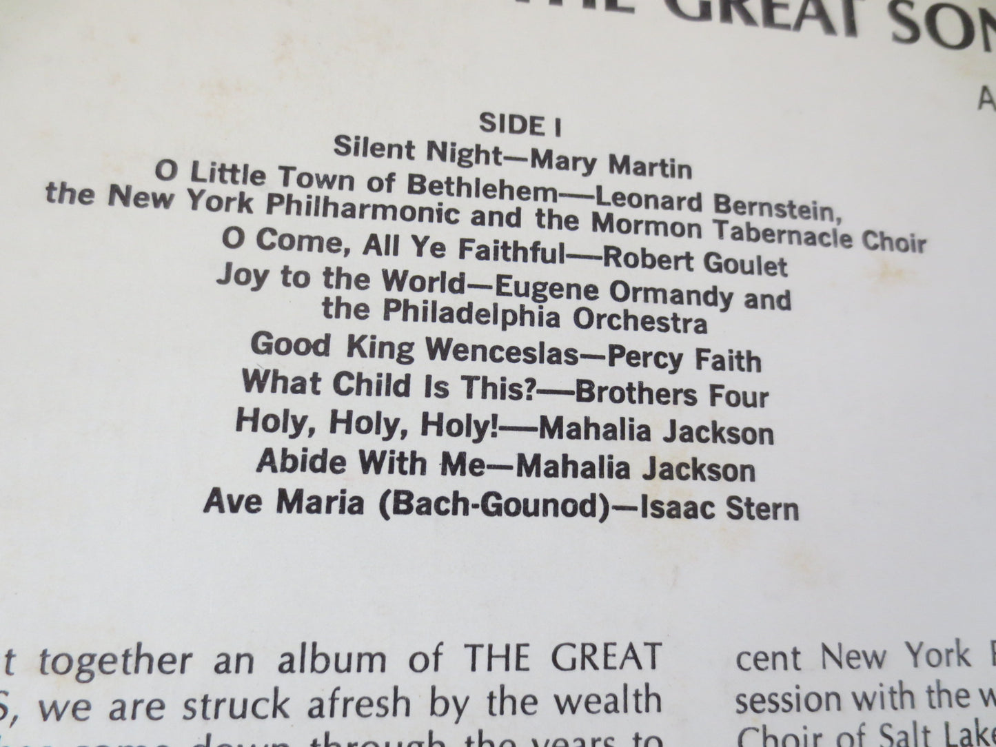 SONGS of CHRISTMAS, Album 4, 1966 Records, Vintage Album, Vinyl Lp