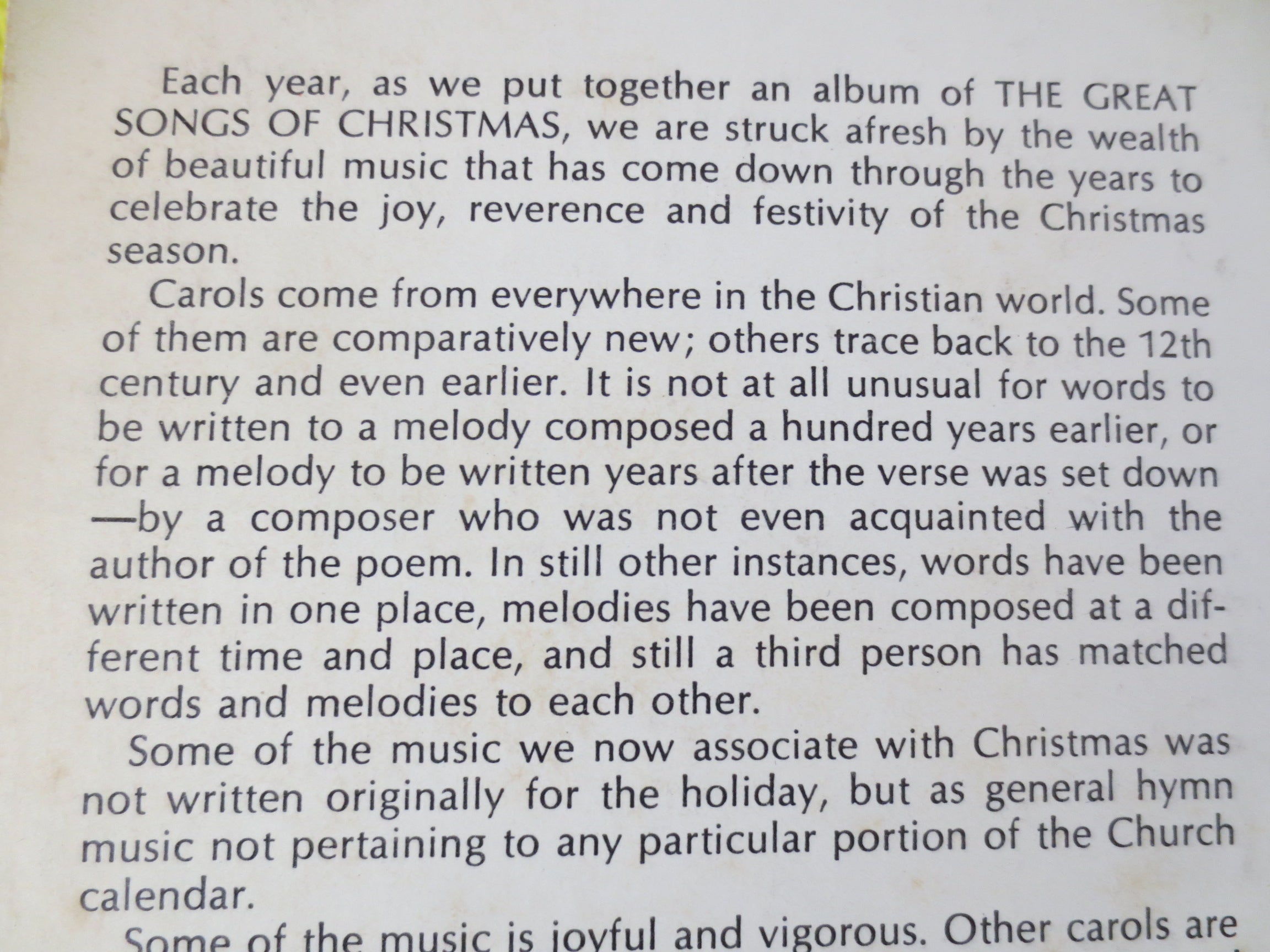 The Great Songs of Christmas – Album Four (1966) Vinyl LP