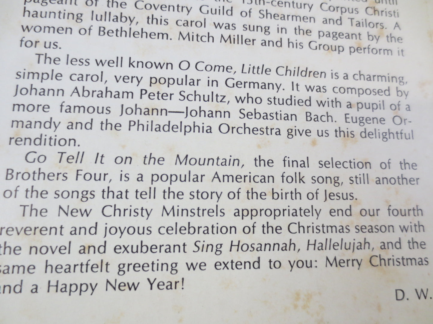 SONGS of CHRISTMAS, Album 4, 1966 Records, Vintage Album, Vinyl Lp