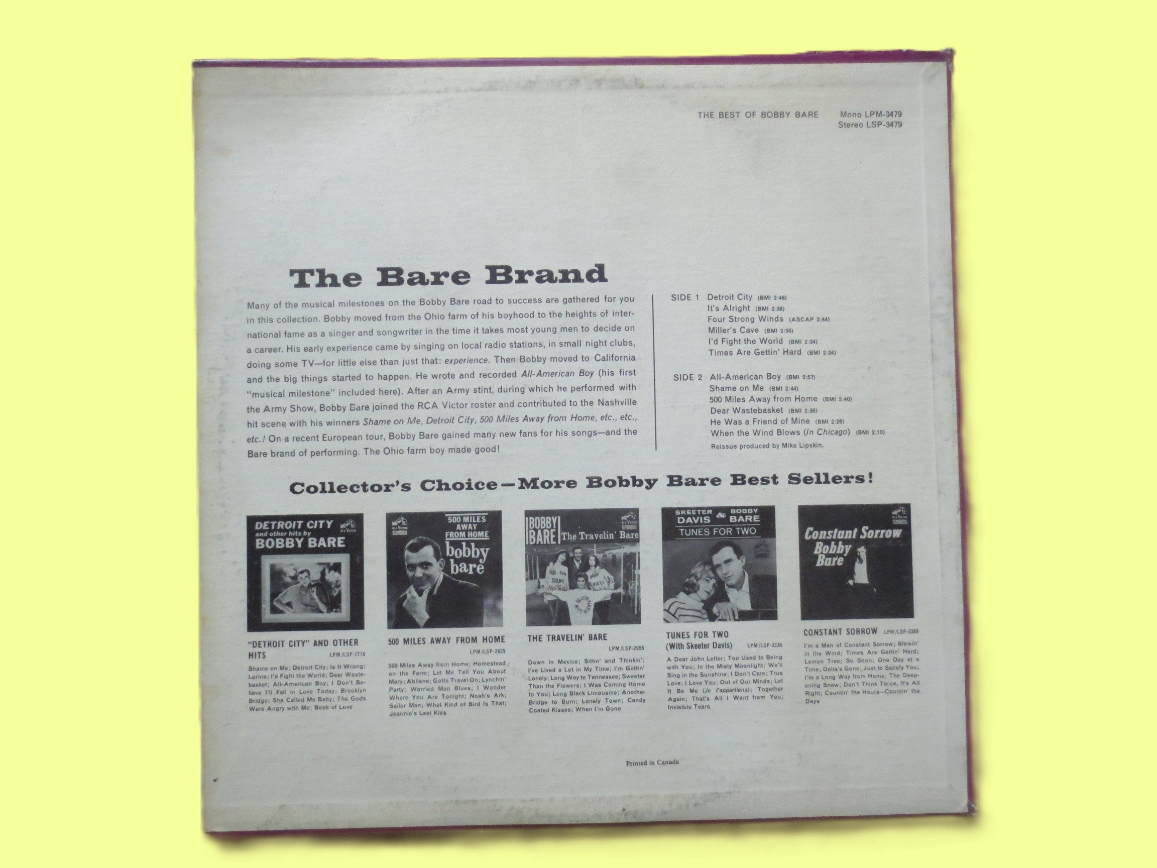 Bobby Bare – The Best of Bobby Bare (1966) Vinyl LP