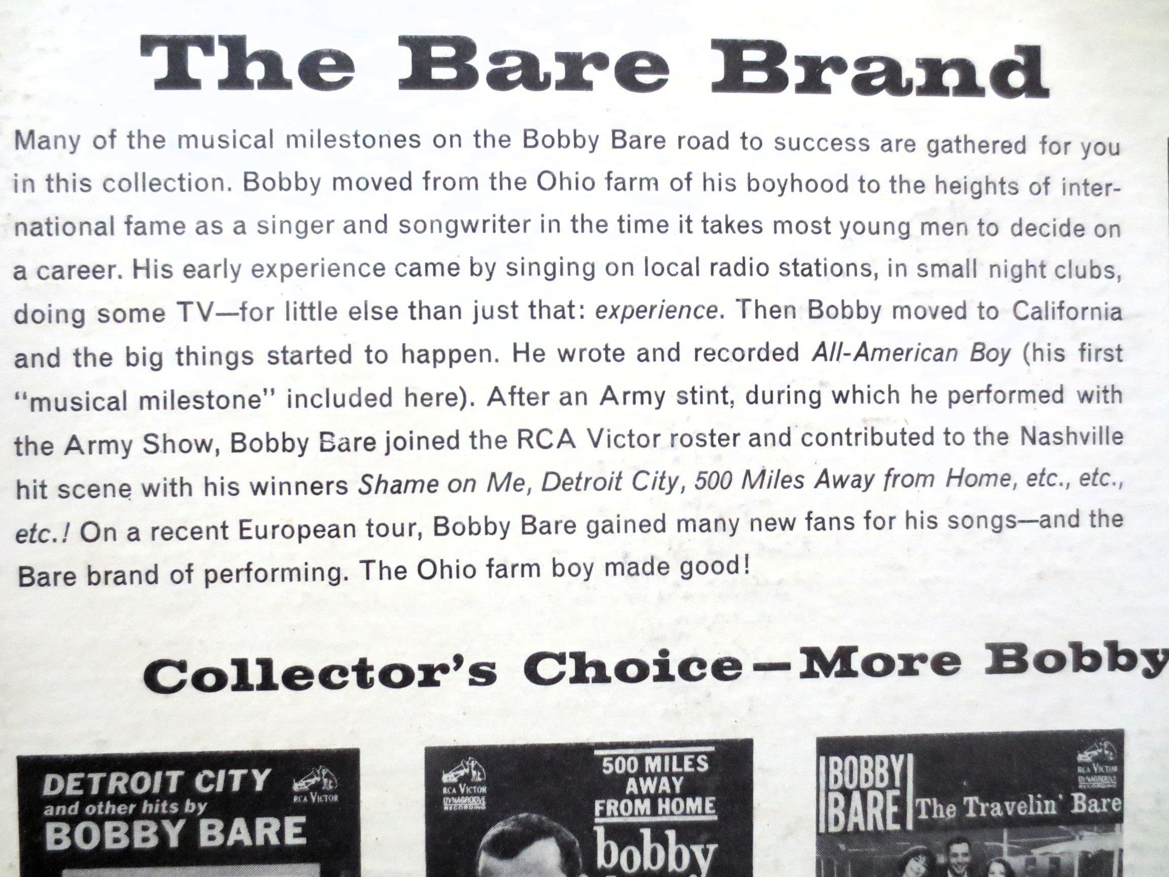 Bobby Bare – The Best of Bobby Bare (1966) Vinyl LP
