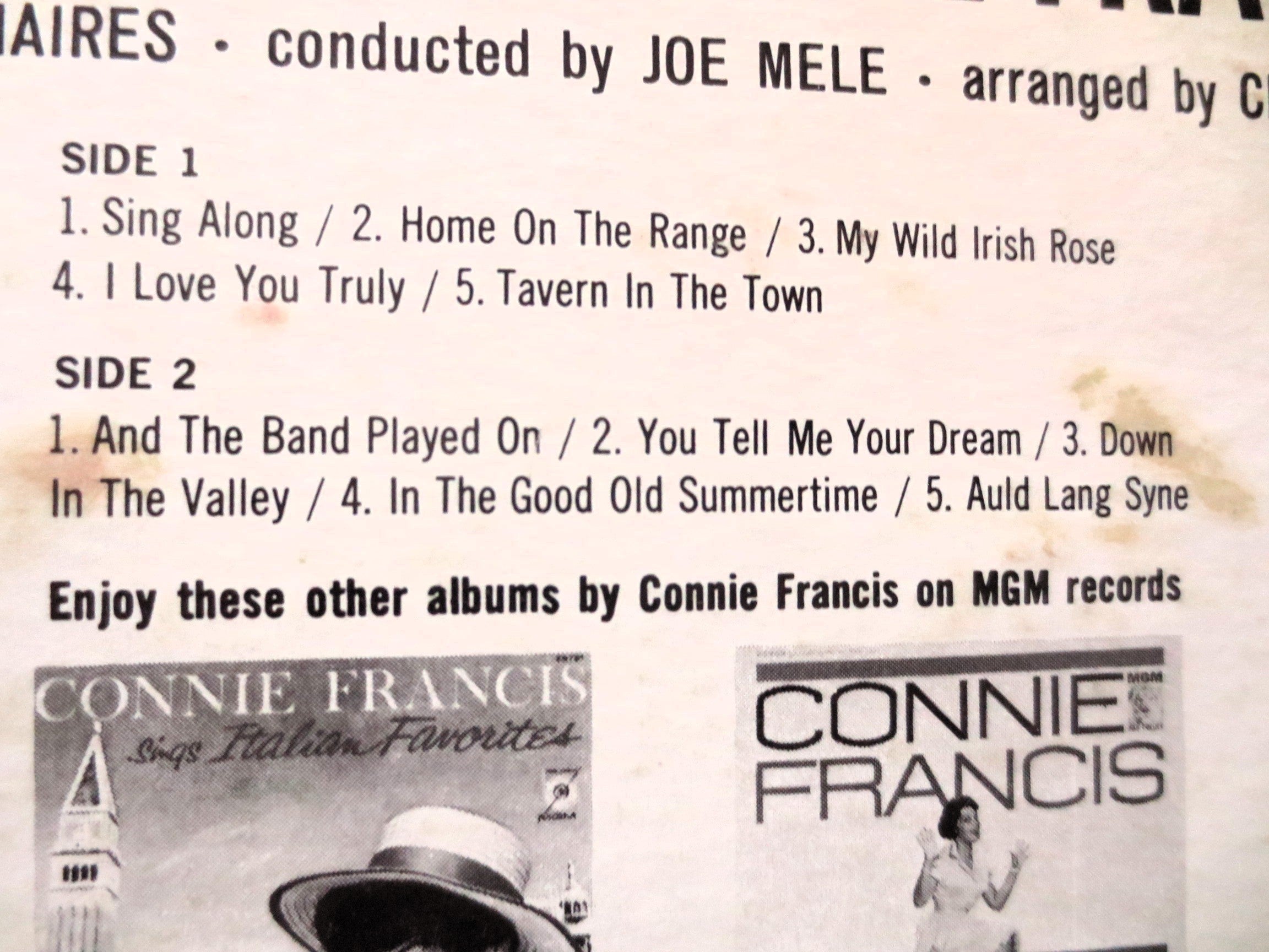 Connie Francis – Sing Along with Connie Francis (1961) Vinyl LP
