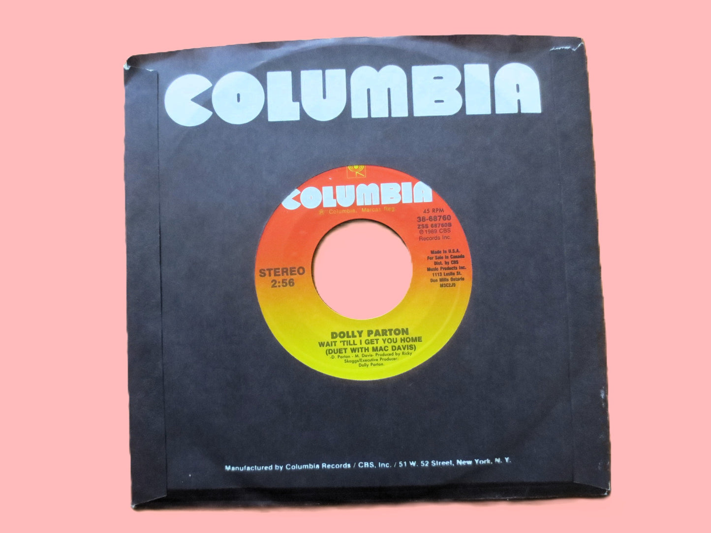 DOLLY PARTON, Wait Till I Get You Home, Mac Davis, 45 RPM, Vinyl Record (1980)
