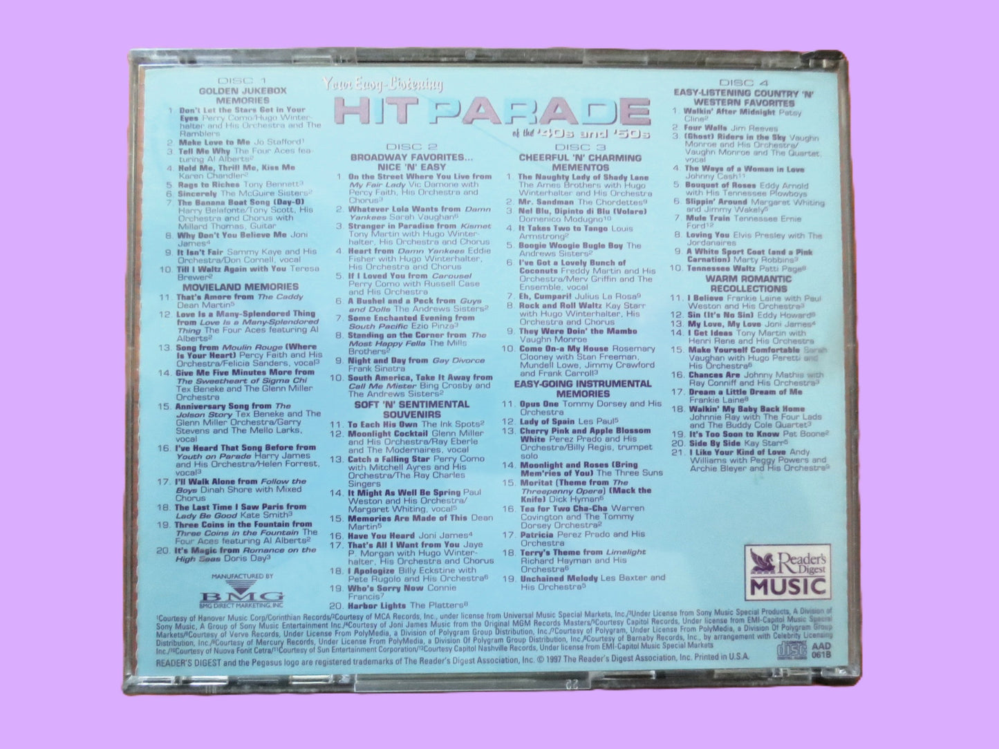 HIT PARADE, Readers Digest, 3 Disc's, 1997 Compact Disc, Vintage Cd