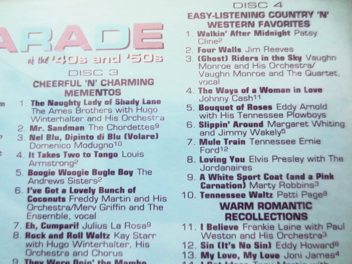 HIT PARADE, Readers Digest, 3 Disc's, 1997 Compact Disc, Vintage Cd