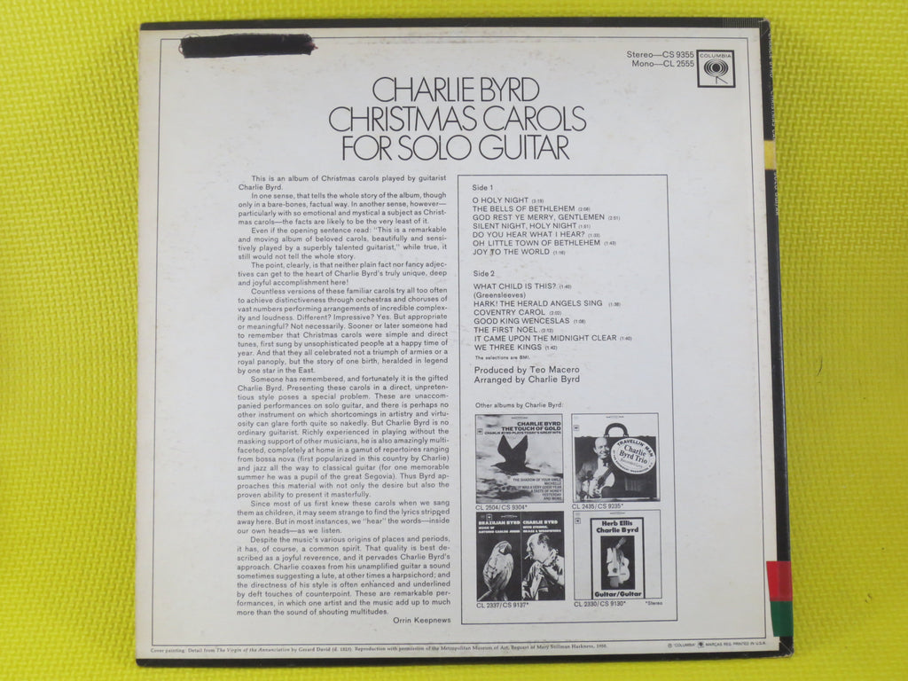 Charlie Byrd – Christmas Carols (1959) Vinyl LP