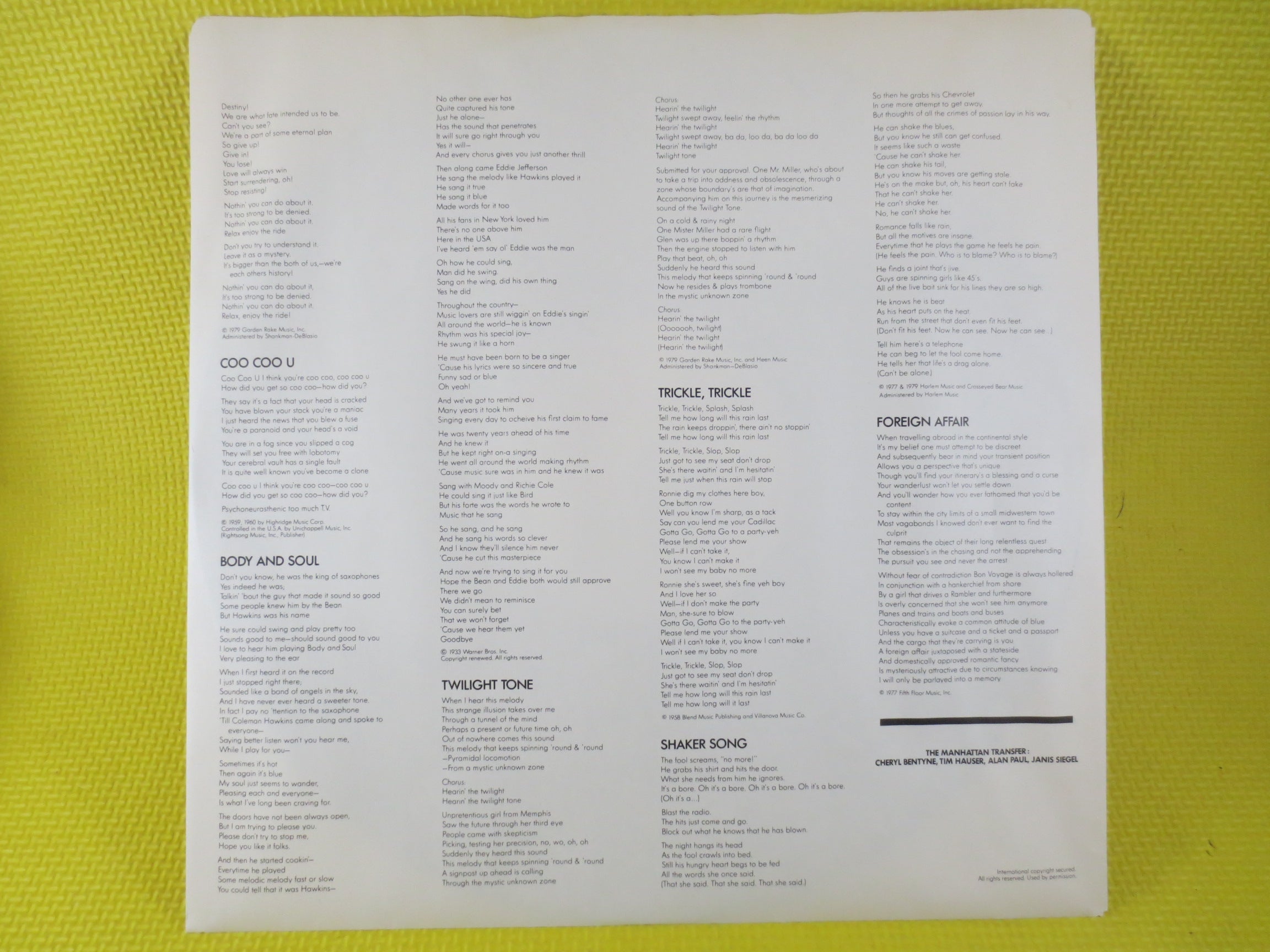 The Manhattan Transfer – Extensions (1979) Vinyl LP