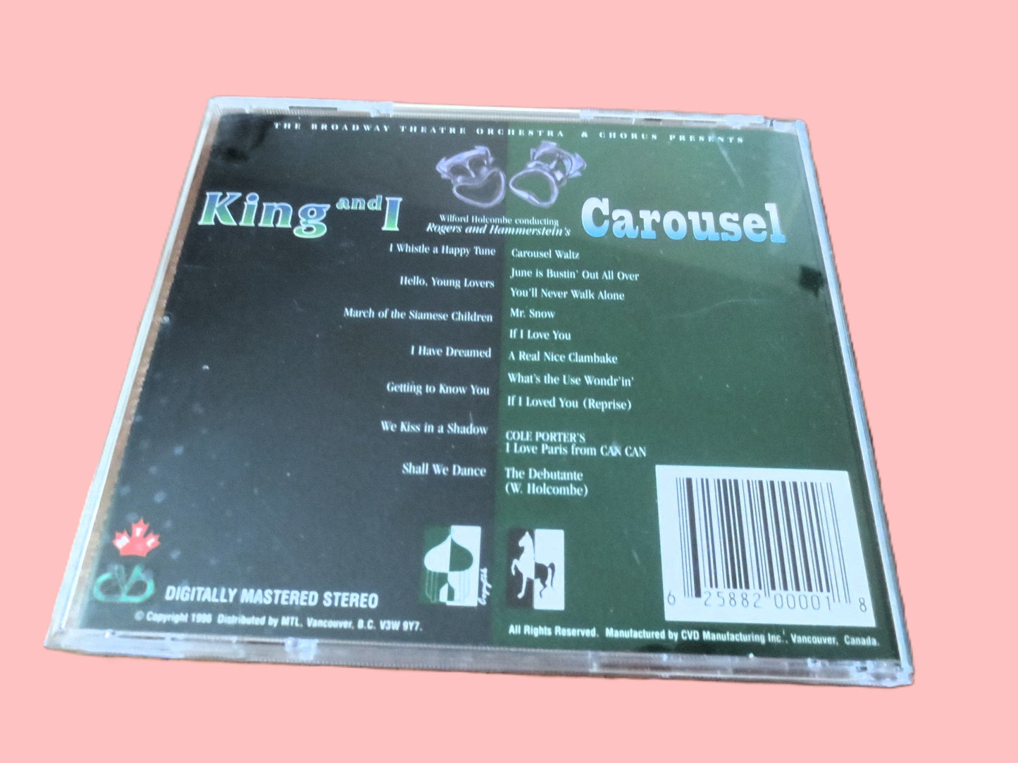The KING and I, CAROUSEL, Soundtracks, 1996 Compact Disc, Vintage Cd