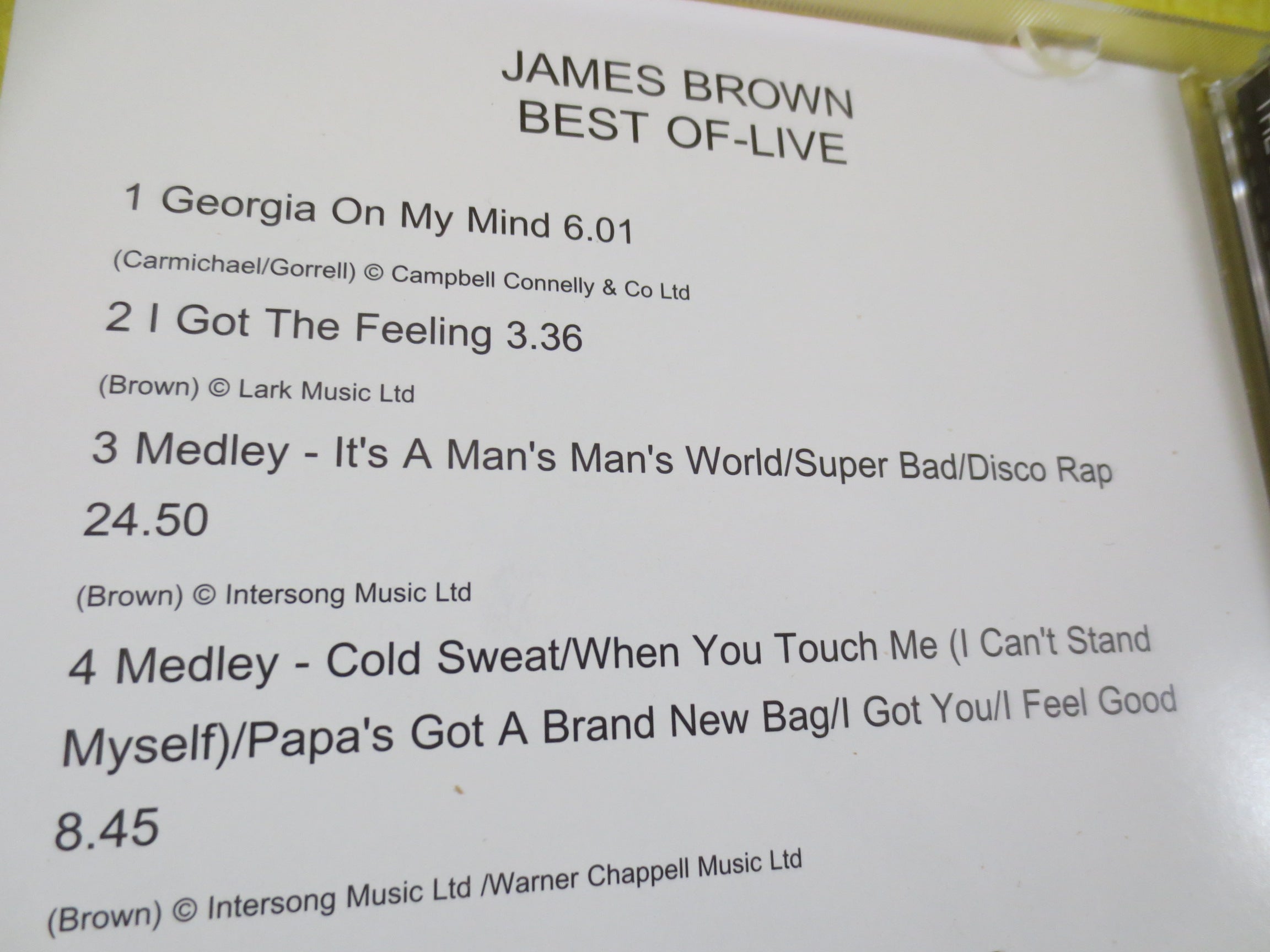JAMES BROWN, Greatest Hits, Soul Music, 1994 Compact Disc, Vintage Cd
