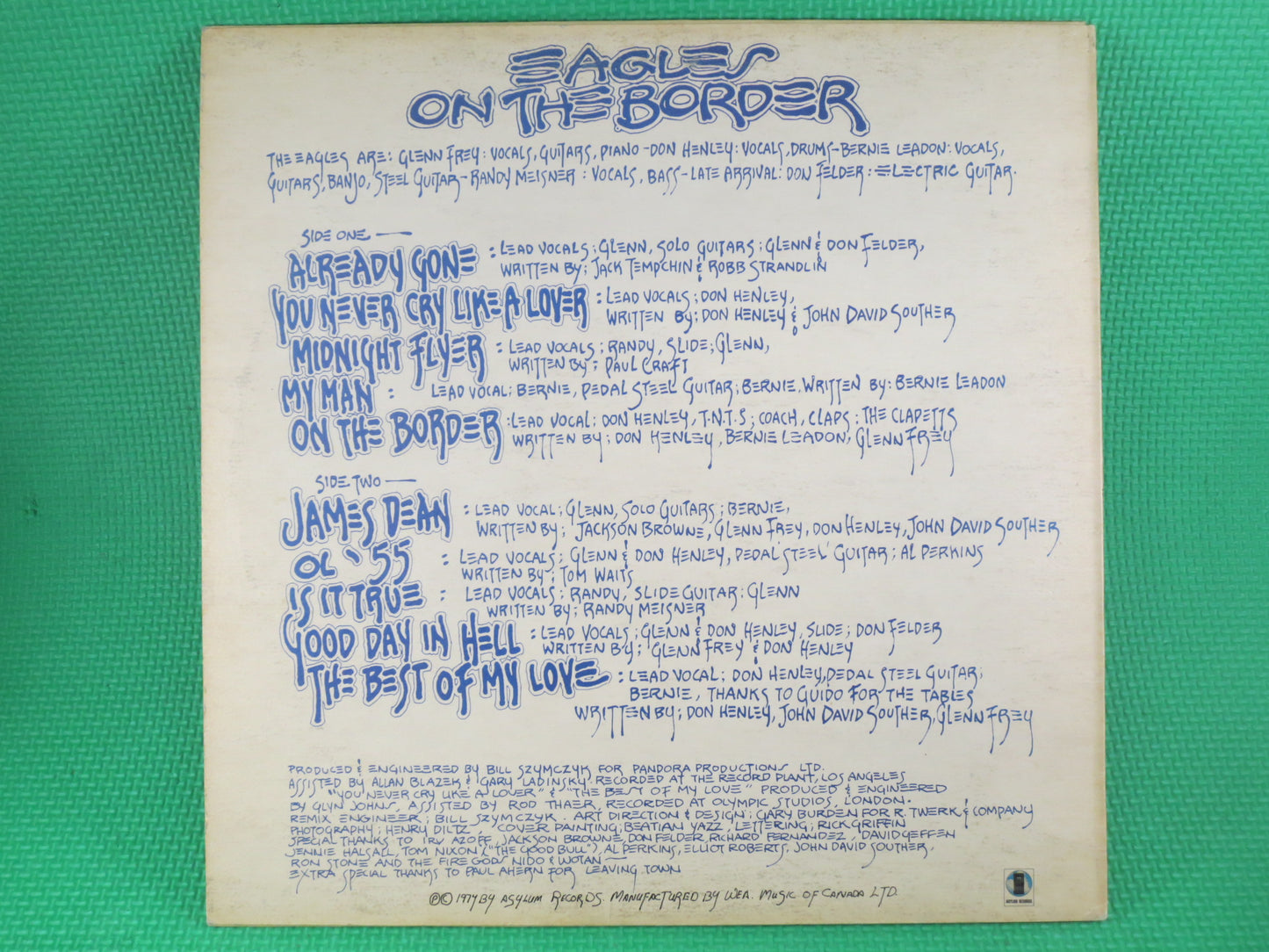 The EAGLES, On the Border, Rock Records, The Eagles Records, The Eagles Album, The Eagles Lp, Vinyl Records, 1974 Records