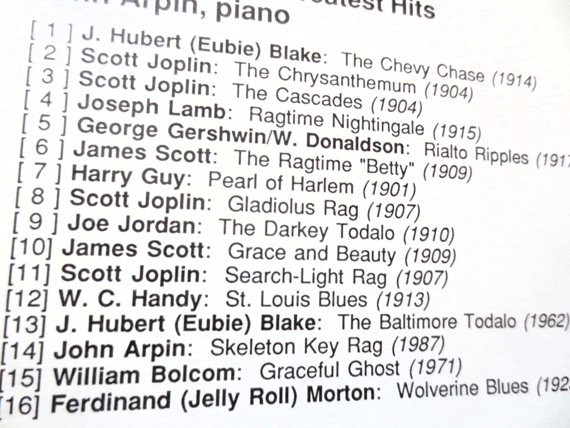 Kings of Ragtime – Scott Joplin, Joe Lamb, Eubie Blake & James Scott (1989) CD