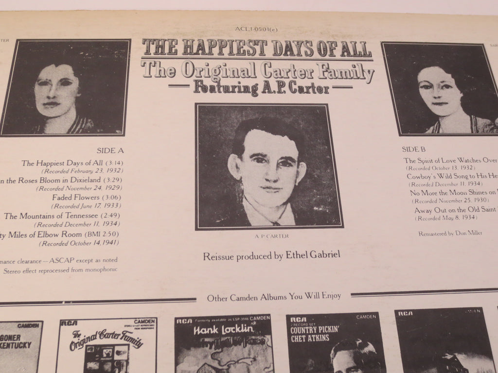 The Original Carter Family – The Happiest Days of All (1974) Vinyl LP