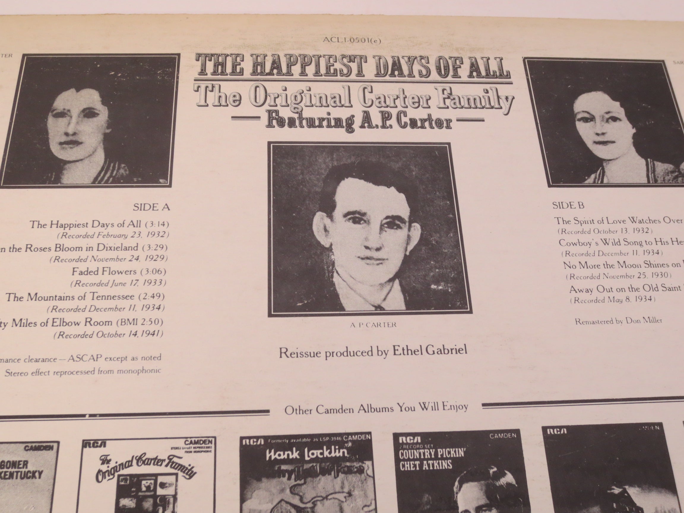 The Original Carter Family – The Happiest Days of All (1974) Vinyl LP