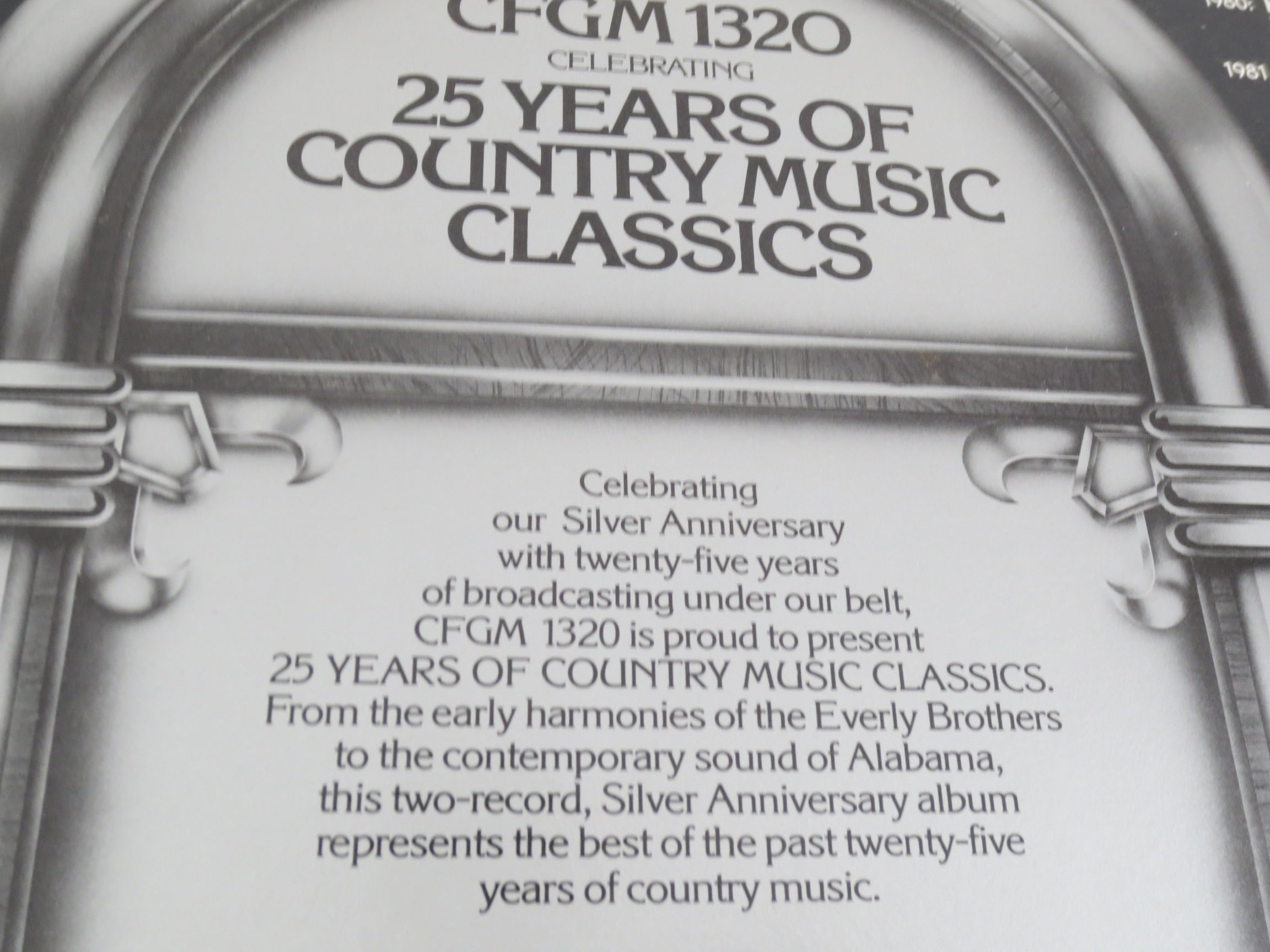 25 Years of Country Music Classics, CFGM 1320, Vintage Album, 1982 Record, Vinyl Lp