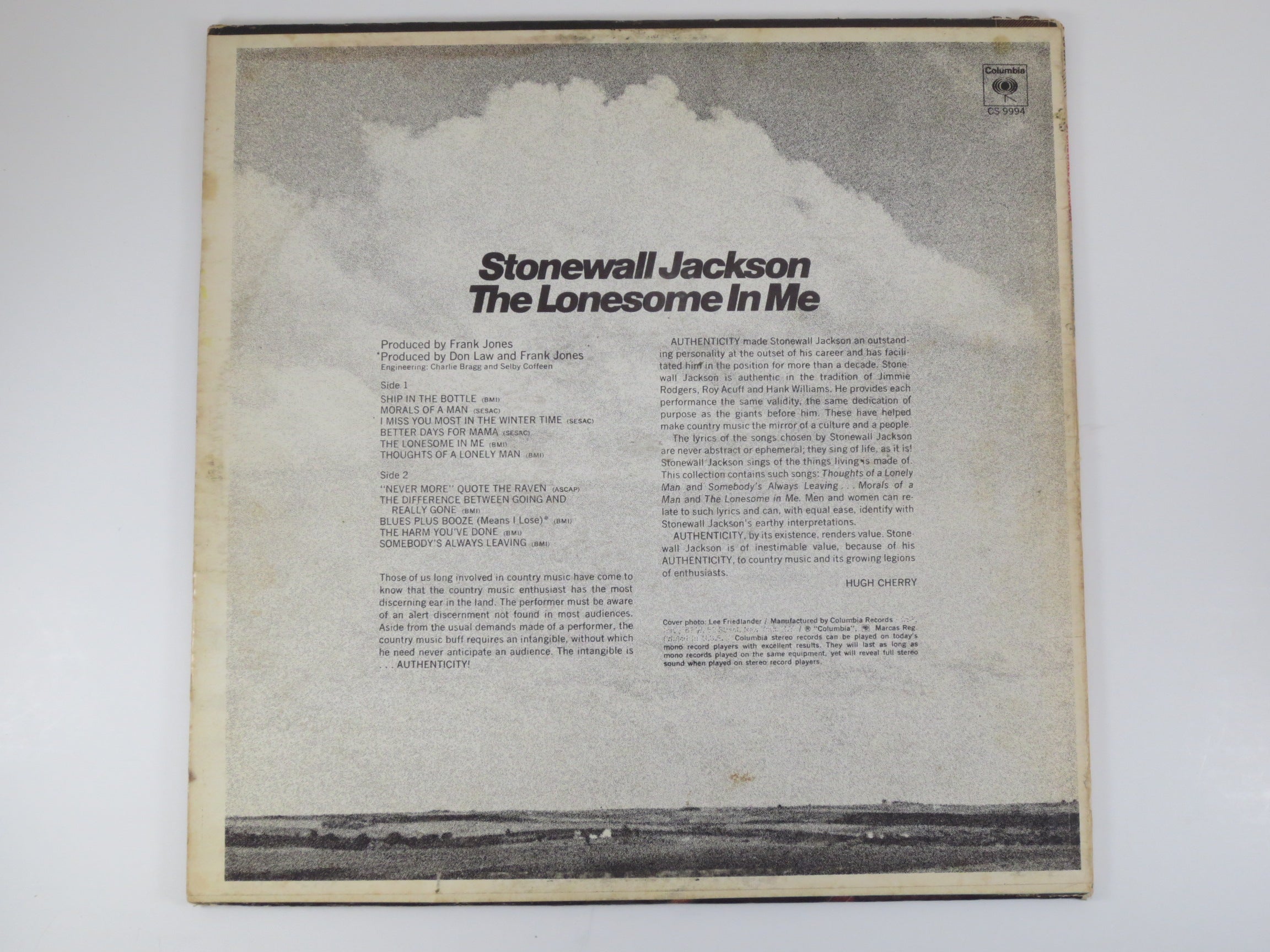 STONEWALL JACKSON, The Lonesome in Me, Vintage Album, 1970 Record, Vinyl Lp