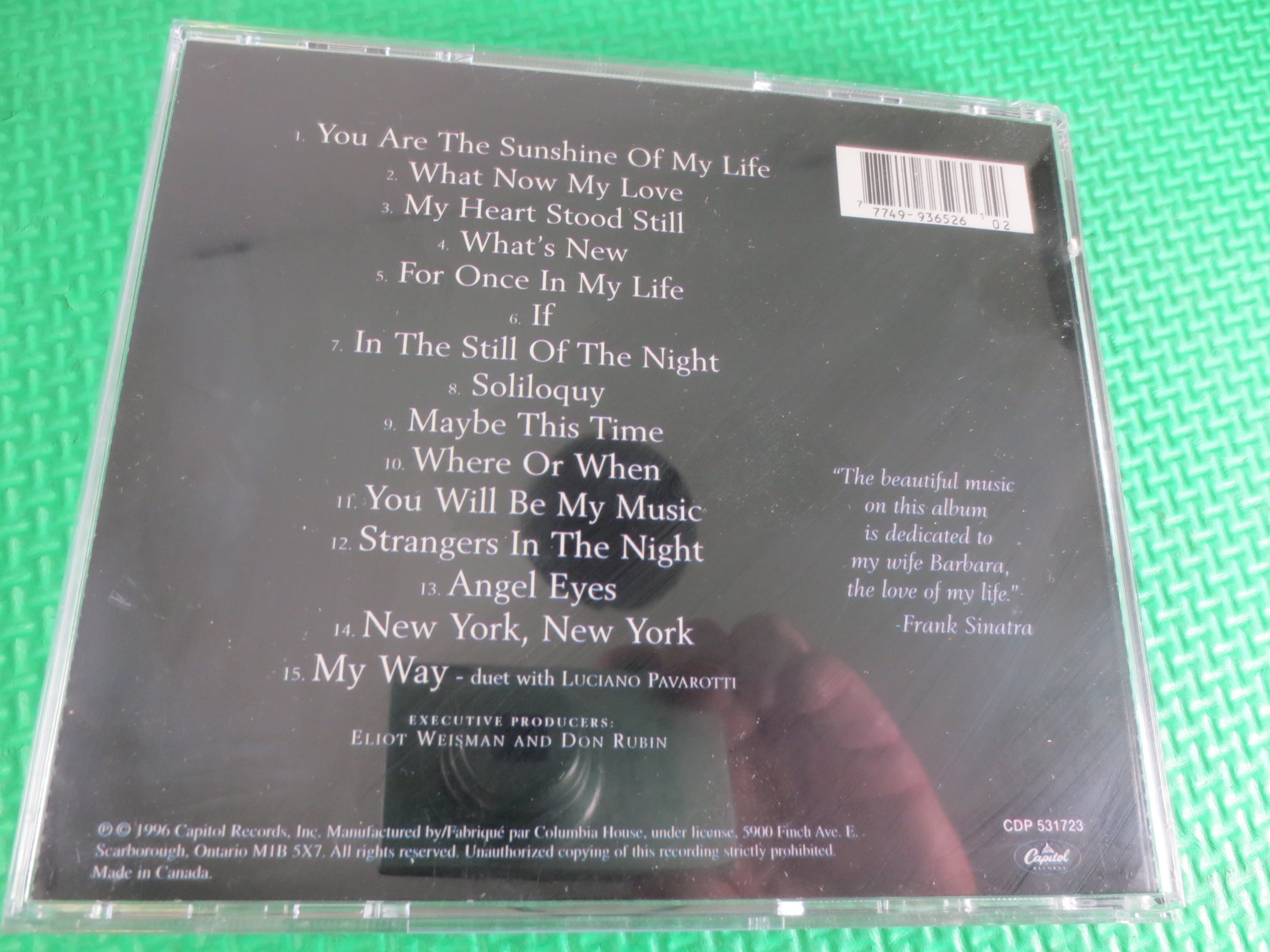 FRANK SINATRA: Sinatra 80th Live in Concert, 1996 Compact Disc, Vintage Cd