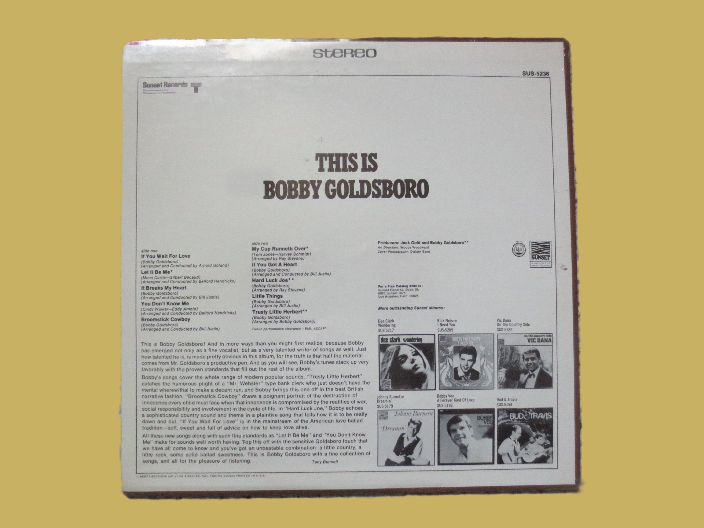 Bobby Goldsboro – This Is Bobby Goldsboro (1968) Vinyl LP — Factory Sealed