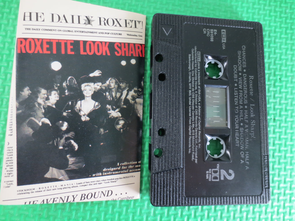 ROXETTE, LOOK SHARP, Rock Music, 1988 Cassette Tape, Vintage Cassette