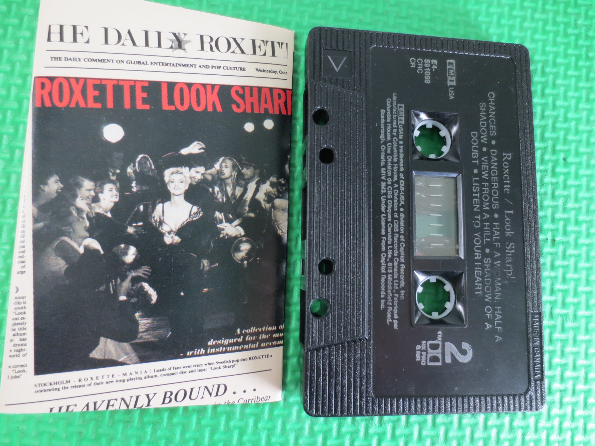 ROXETTE, LOOK SHARP, Rock Music, 1988 Cassette Tape, Vintage Cassette