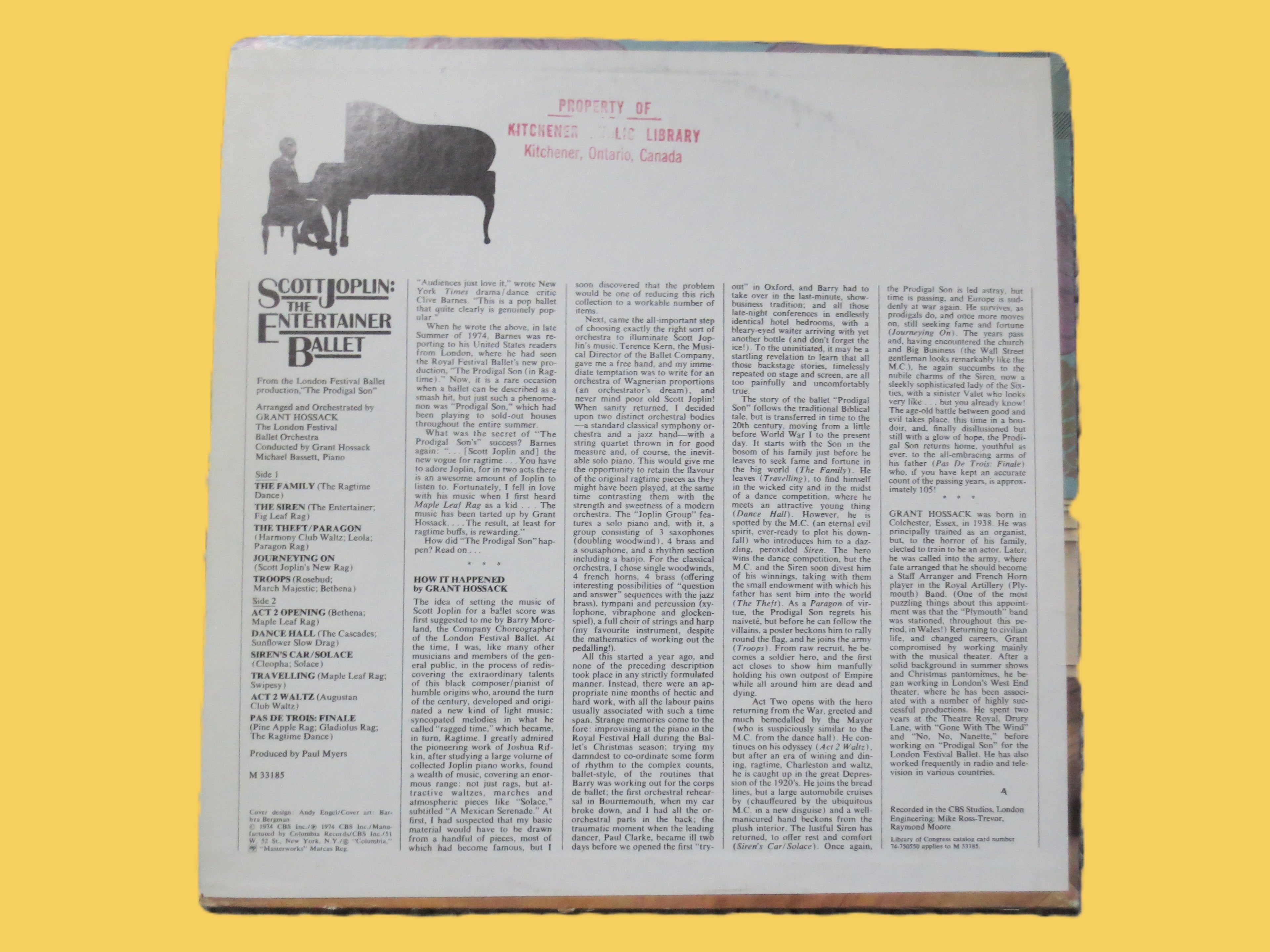 Scott Joplin – The Entertainer Ballet (1974) Vinyl LP