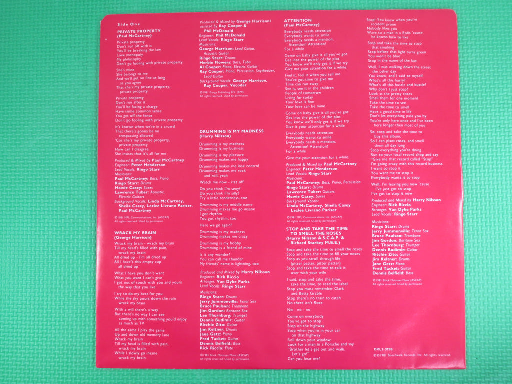 Ringo Starr – Stop and Smell the Roses (1981) Vinyl LP