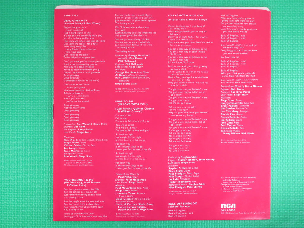 Ringo Starr – Stop and Smell the Roses (1981) Vinyl LP