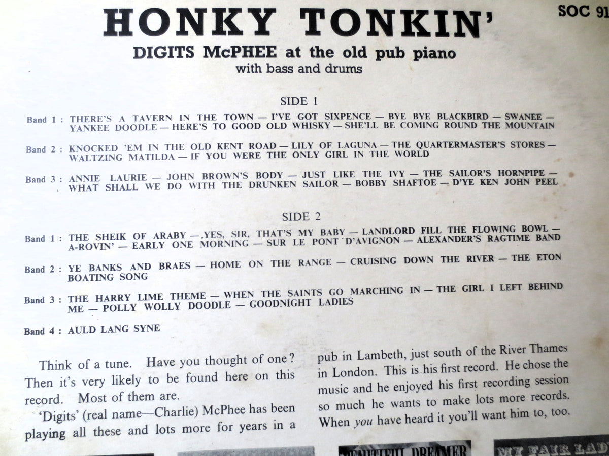 Digits McPhee – Honky Tonkin' with Digits McPhee (1963) Vinyl LP