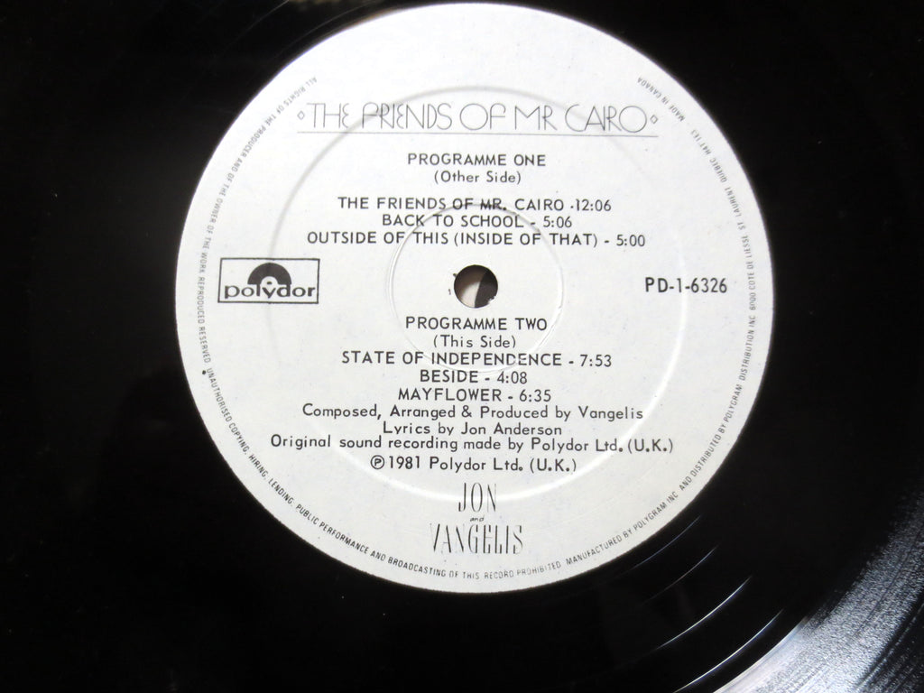 Jon & Vangelis – The Friends of Mr. Cairo (1981) Vinyl LP