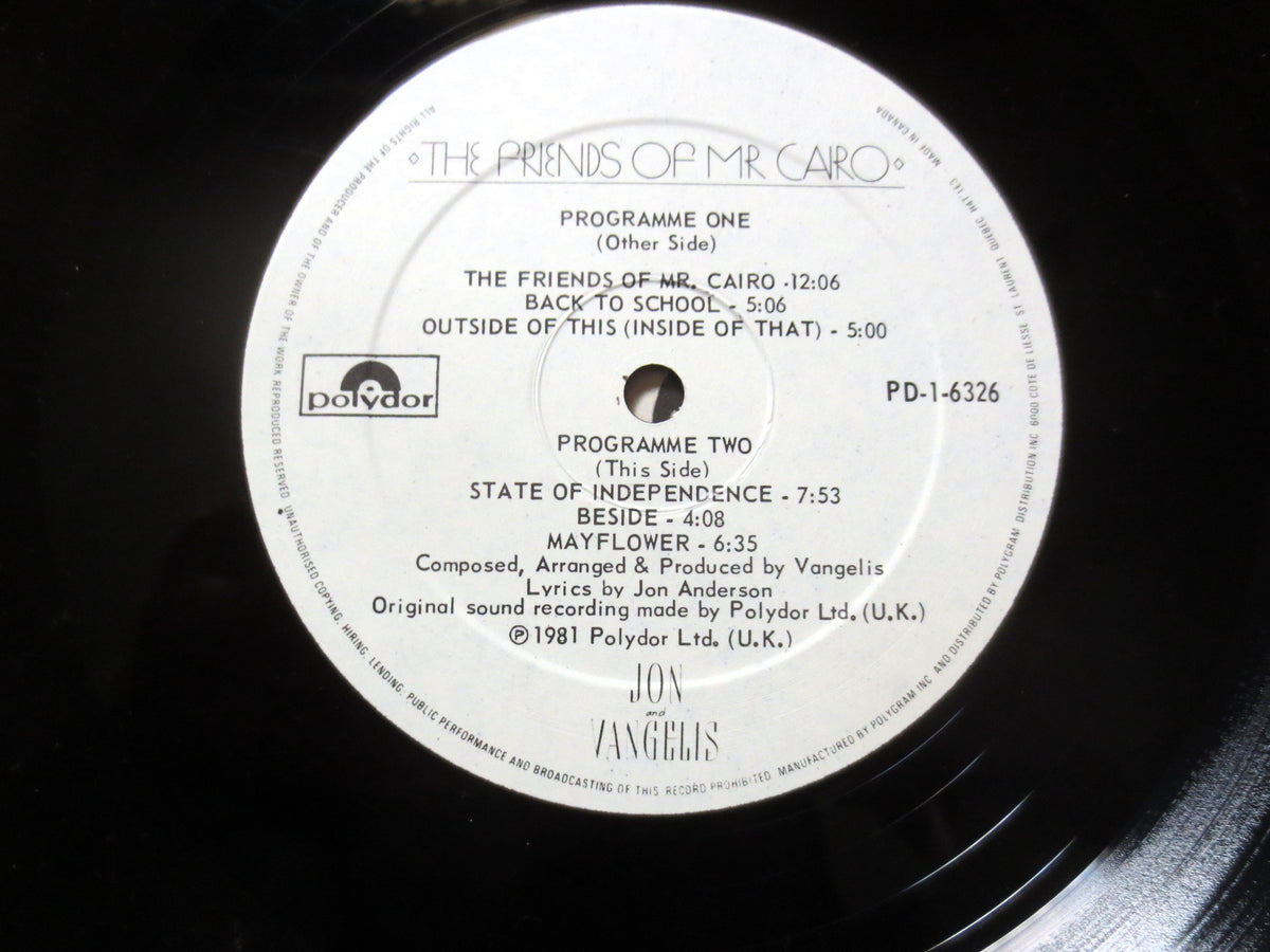 Jon & Vangelis – The Friends of Mr. Cairo (1981) Vinyl LP