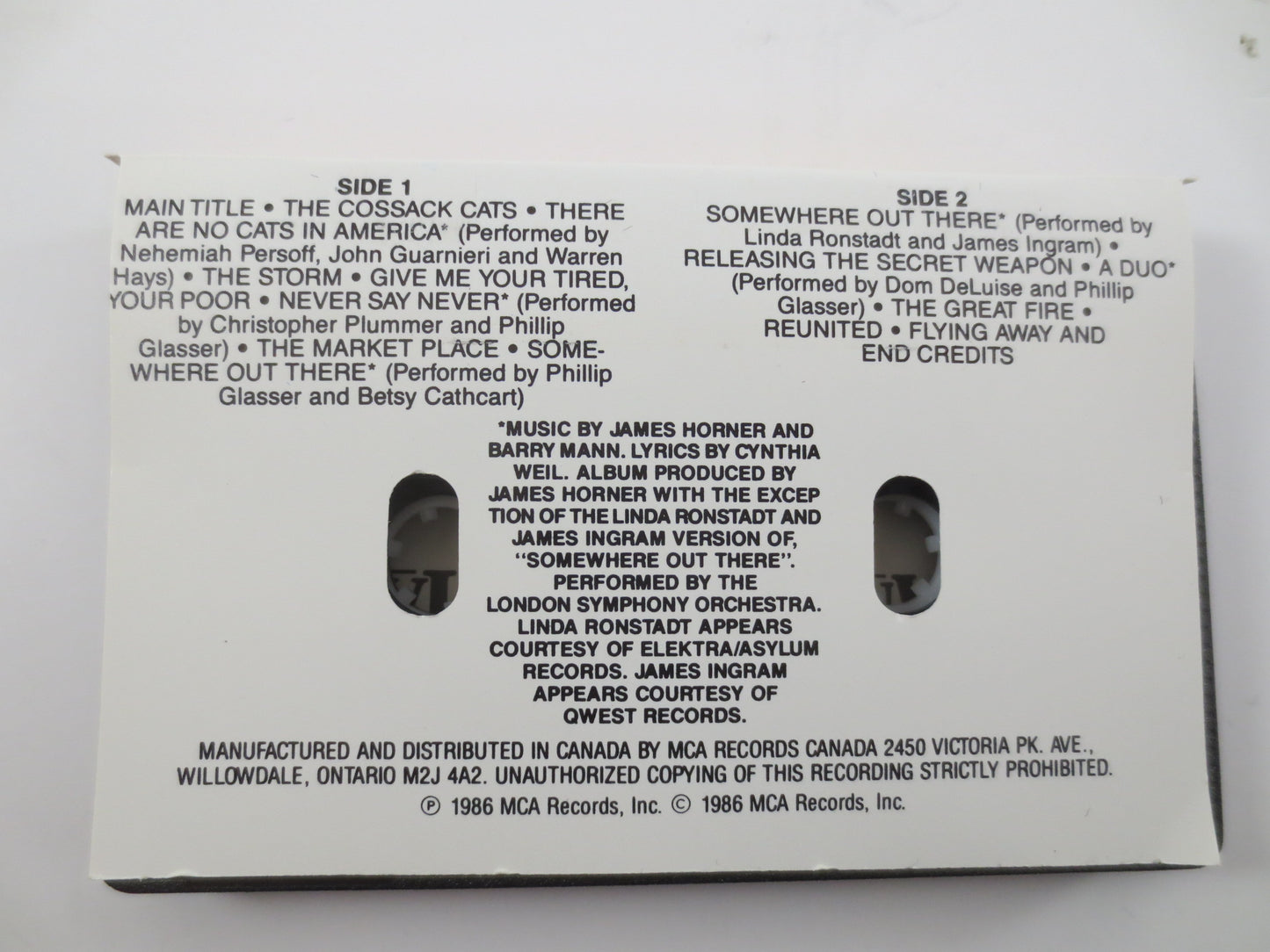 An AMERICAN TAIL, SOUNDTRACK, American Tail Tape, Children's Tape, Kids Tape, Children's Cassette, Kids Songs, Cassette Tape, 1986 Cassette