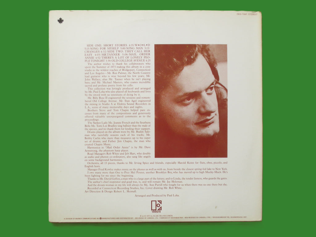 Harry Chapin – Short Stories (1973) Vinyl LP