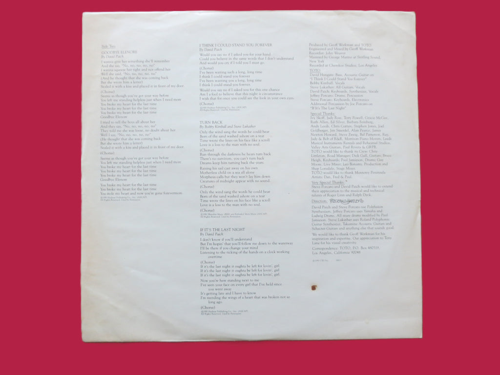 Toto – Turn Back (1981) Vinyl LP