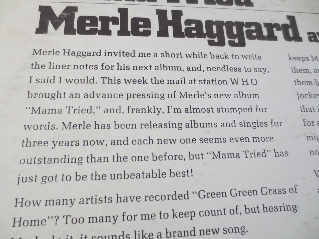 Merle Haggard – Mama Tried (1968) Vinyl LP