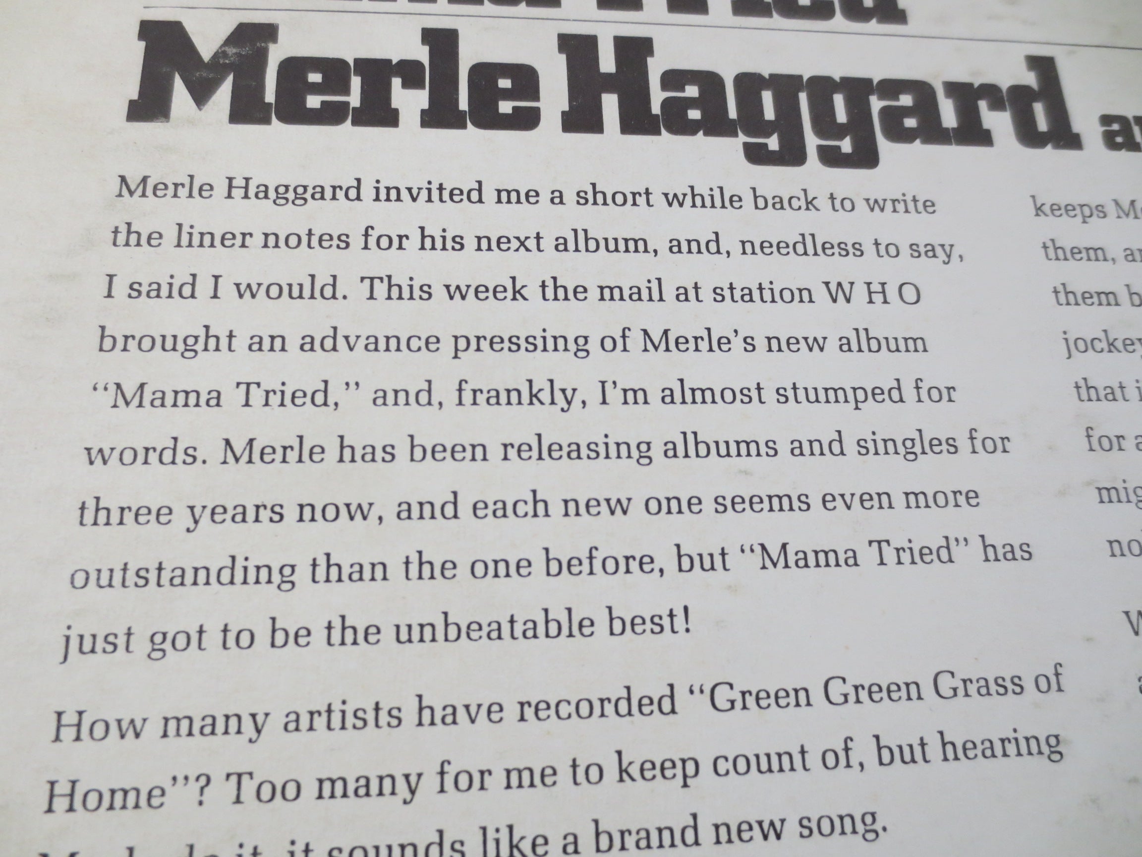 Merle Haggard – Mama Tried (1968) Vinyl LP