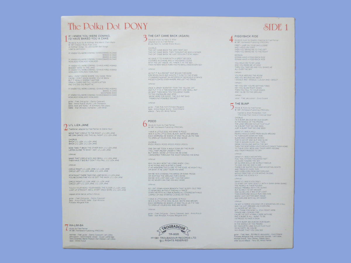Fred Penner – The Polka Dot Pony (1981) Vinyl LP