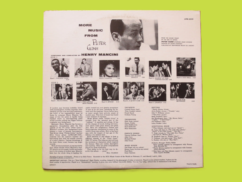 Henry Mancini – More Music from Peter Gunn (1959) Vinyl LP