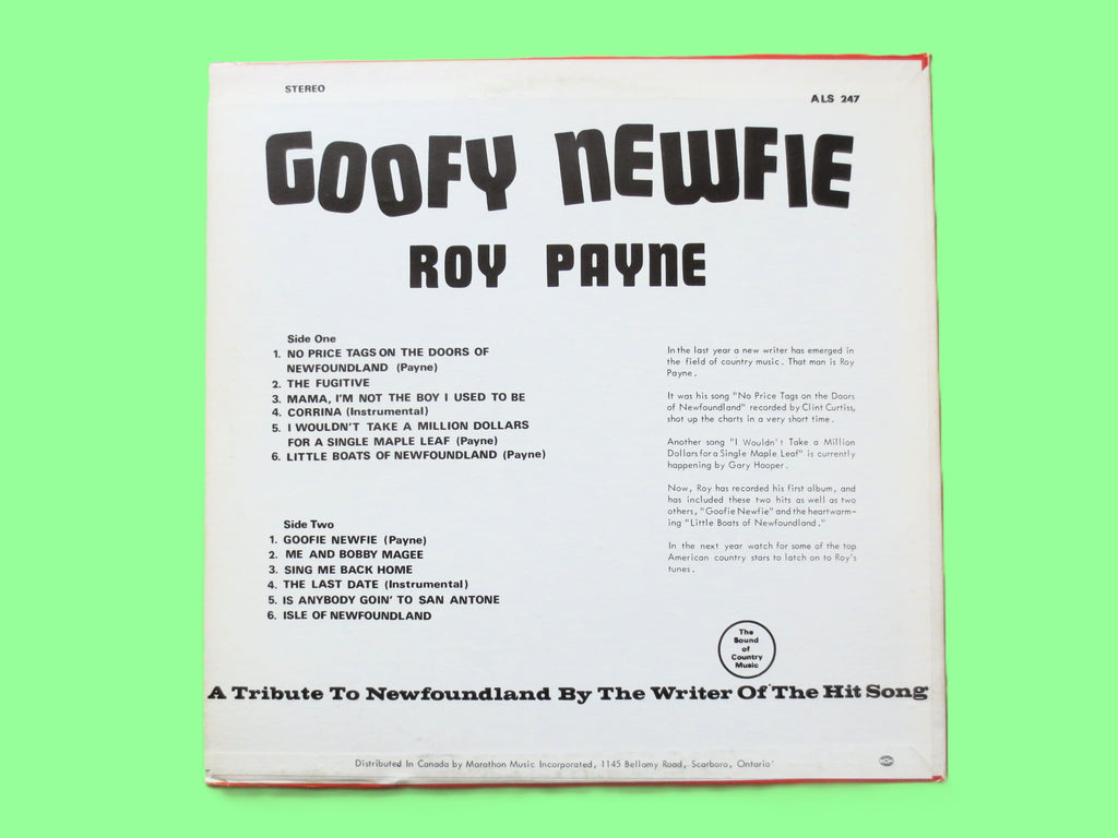 Roy Payne – Goofy Newfie (1969) Vinyl LP