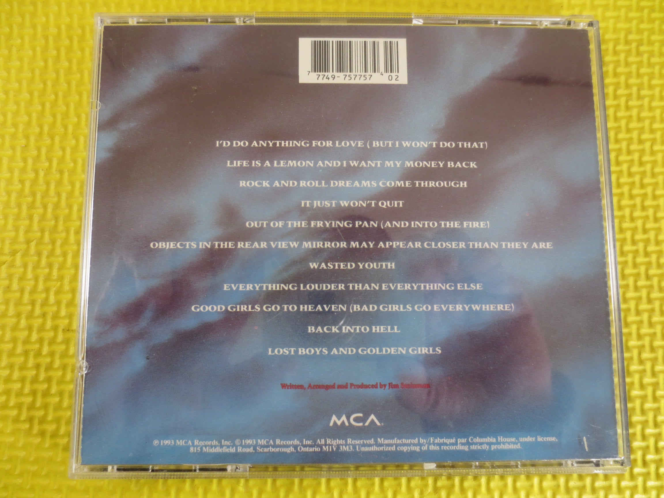 MEAT LOAF, Bat Out of Hell II, 1993 Compact Disc, Vintage Cd