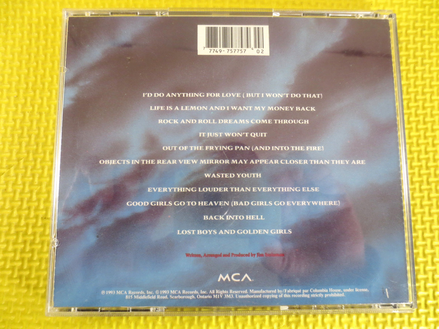 MEAT LOAF Cd, Bat Out of Hell II, Meat Loaf Album, Meat Loaf Music, Meat Loaf Song, Meatloaf, Classic Rock Cd, Vintage Cd, 1993 Compact Disc